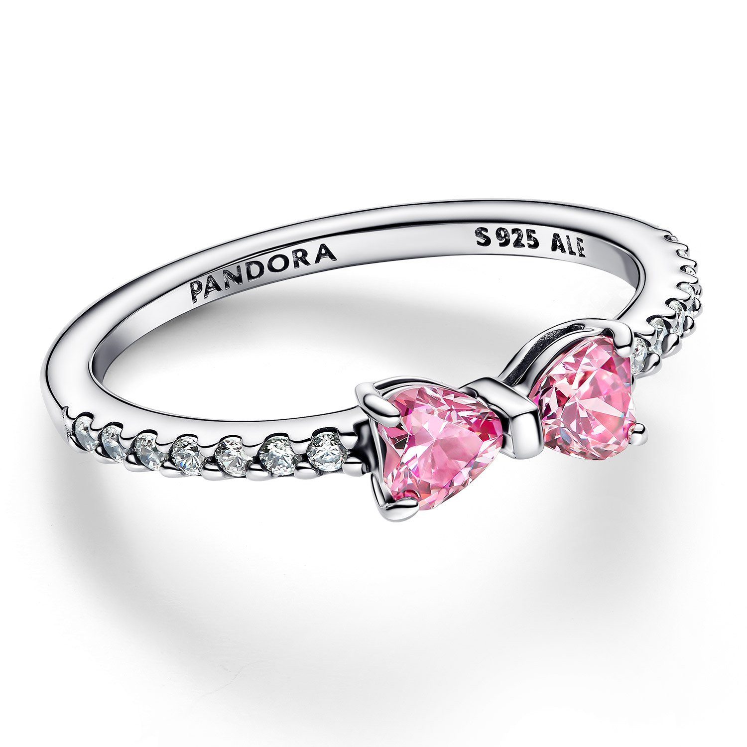 Pandora Silberring Damen-SilberFunkelnde Pinkfarbene Schleife günstig online kaufen