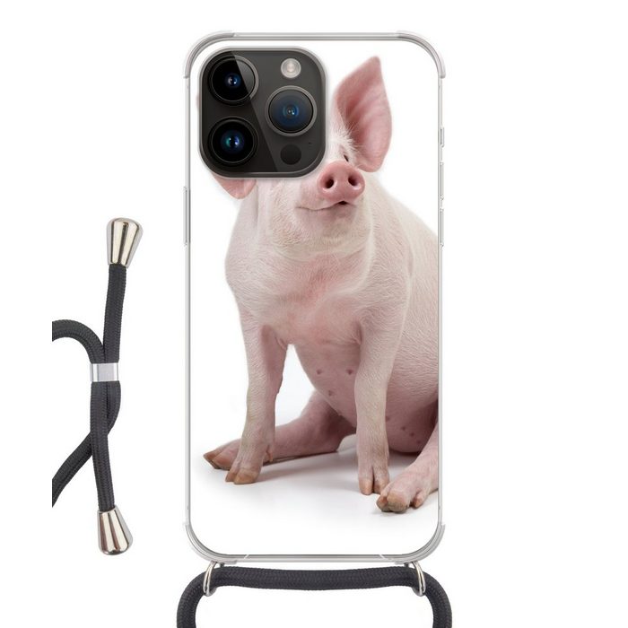 MuchoWow Handyhülle Schwein - Bauernhoftiere - Weiß Handyhülle Telefonhülle Apple iPhone 14 Pro