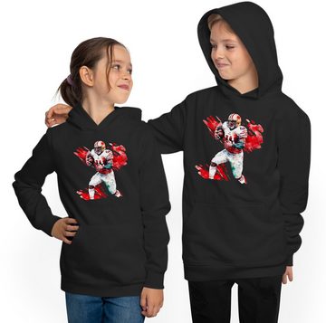 MyDesign24 Hoodie Kinder Kapuzenpullover - American Football Hoodie in Ölfarben Kapuzensweater mit Aufdruck, i489