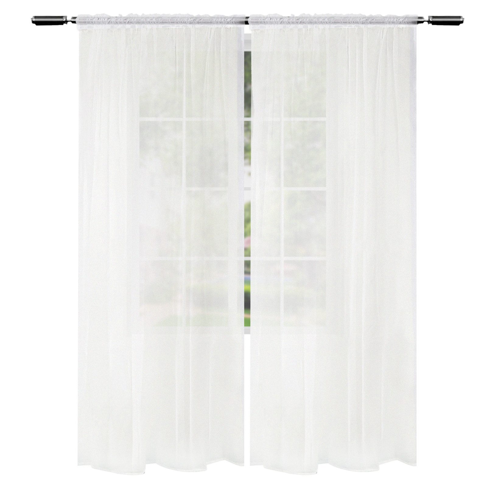 Woltu Gardine, Kräuselband (2 St), halbtransparent, günstig online kaufen
