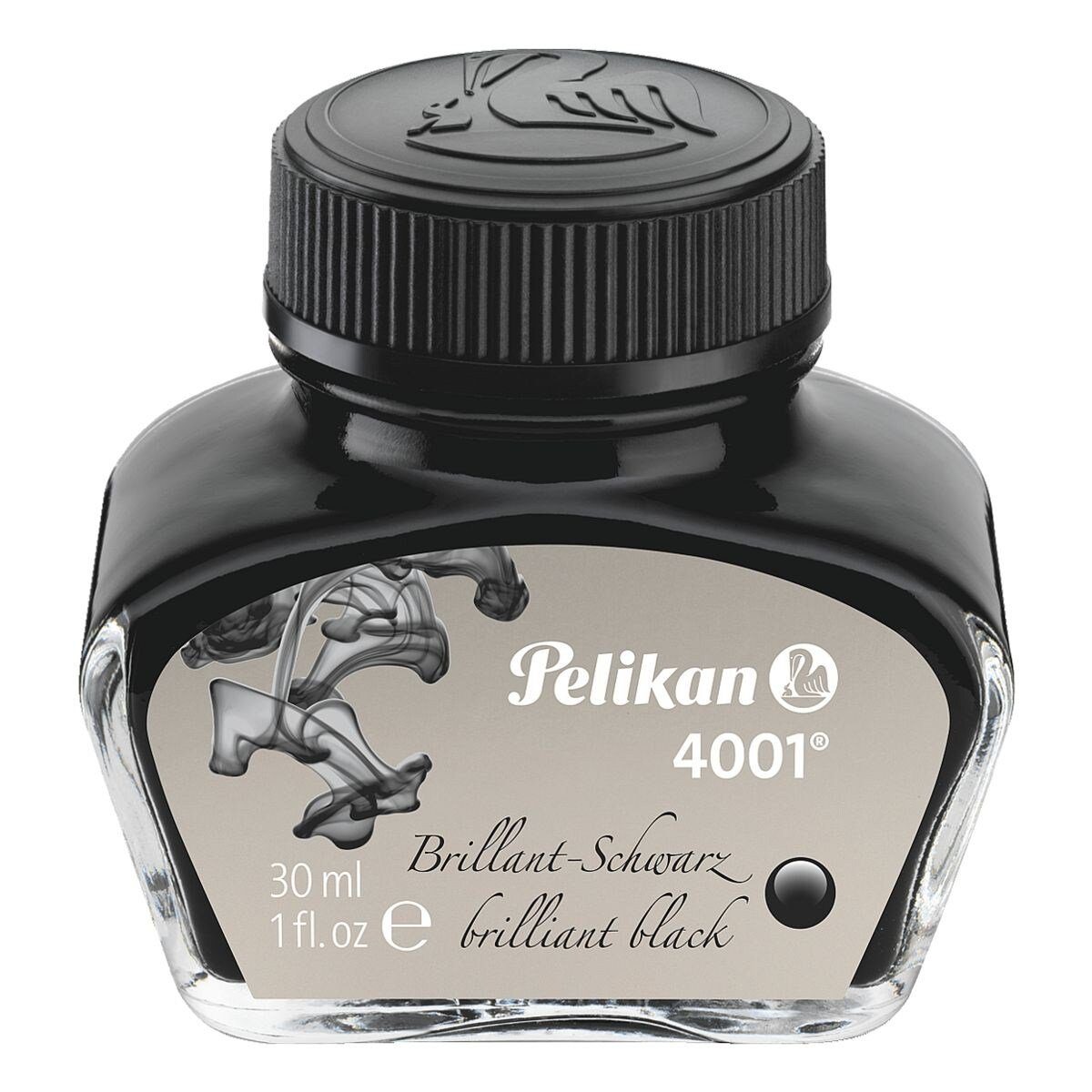 Pelikan 4001 Tintenglas (30 ml, farbintensiv, wiederverschließbares Tintenfass) schwarz | Marker