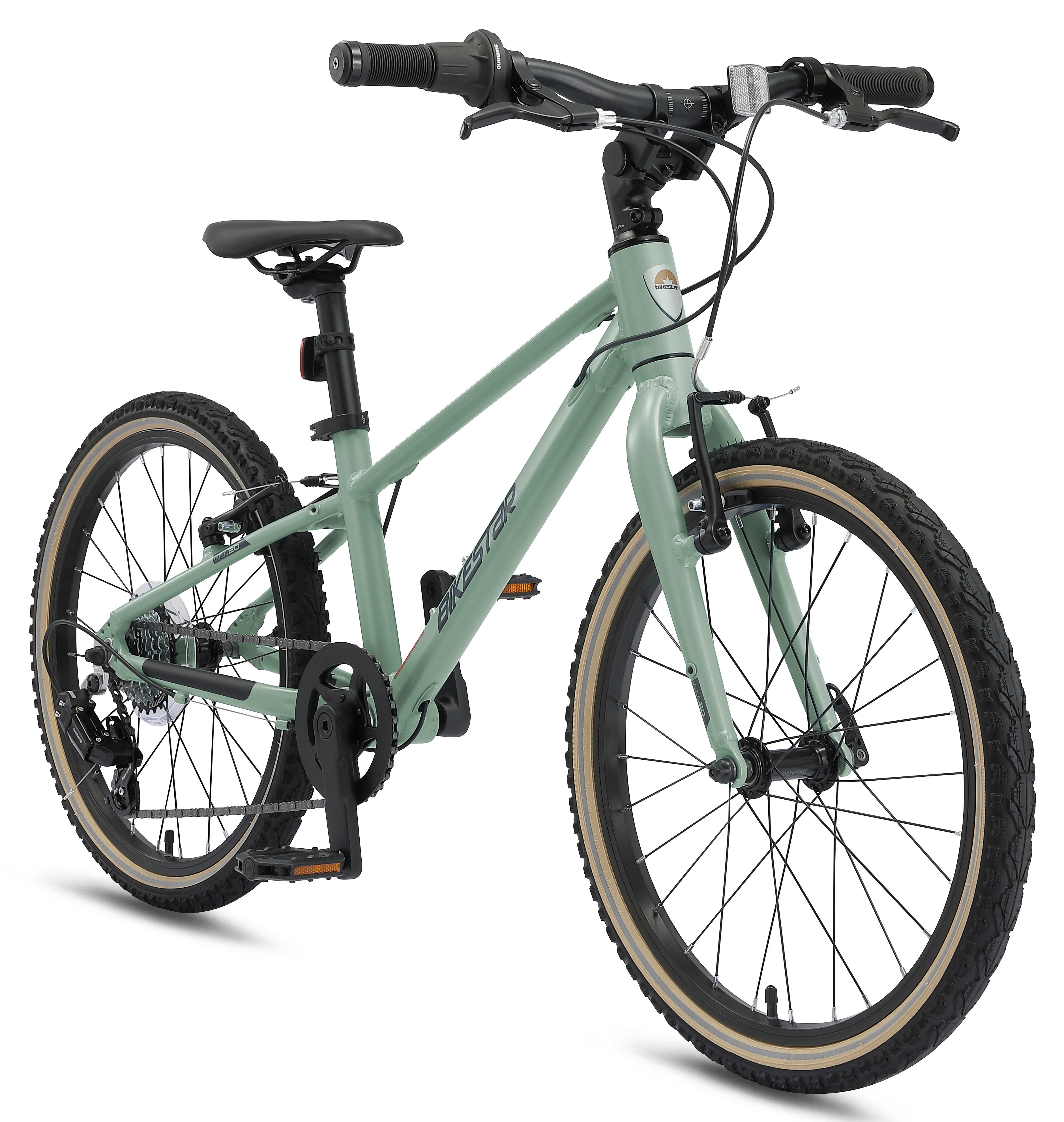 Bikestar Kinderfahrrad Leichtgewicht 8 kg 20 Zoll Aluminium ab 6 Jahre, 7 Gang Shimano RD-M2005 Schaltwerk, Kettenschaltung, Reflektierende Reifen, leichtes Treten, ergonomischer Rahmen