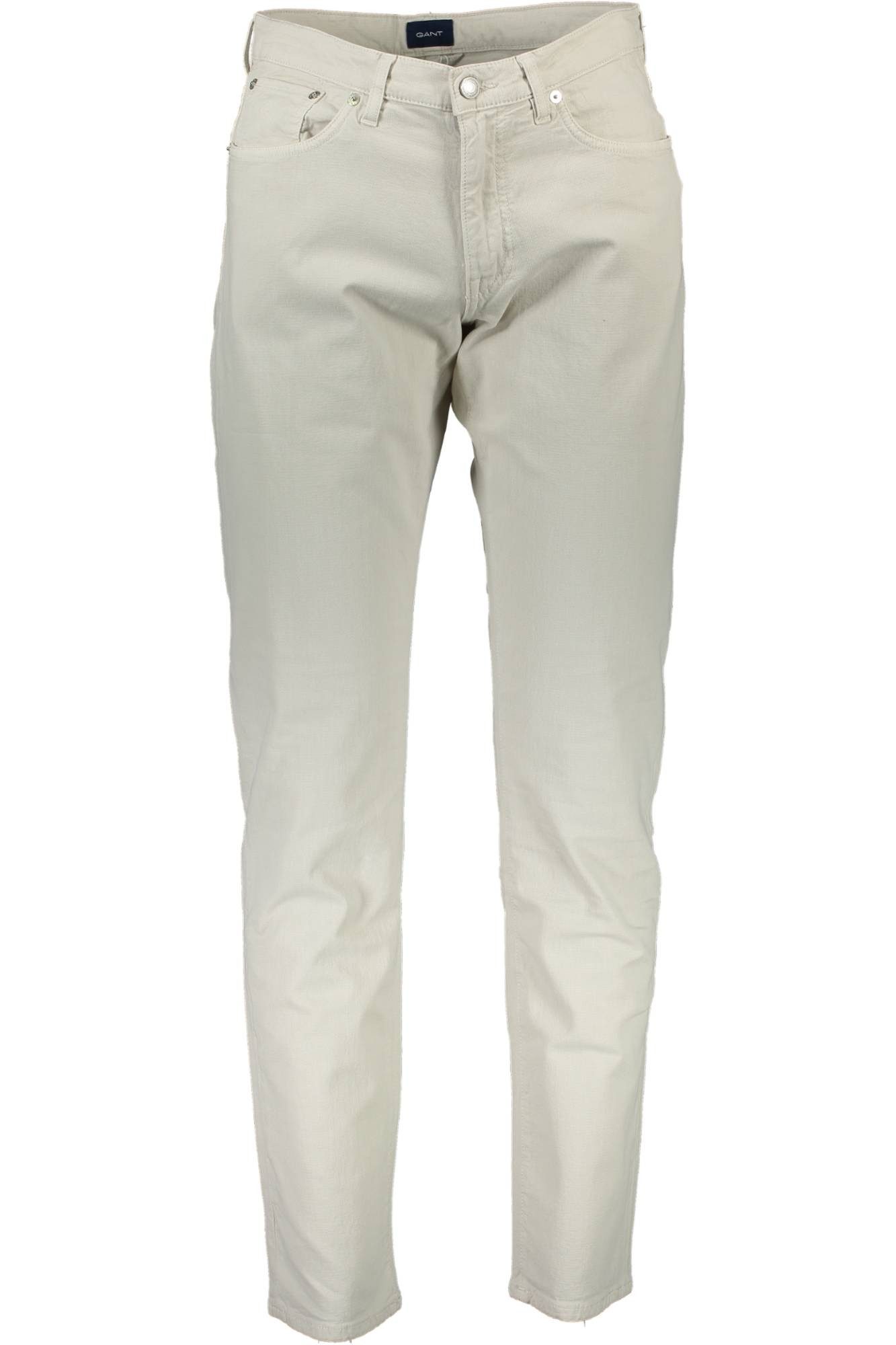 Gant 5-Pocket-Hose Beige Herrenhose mit 5 Taschen, Logo & Reißverschluss für stilvolle