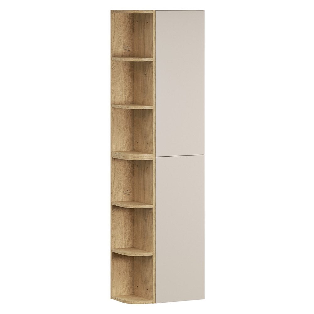 Lomadox Hochschrank DURANGO-56 45 cm breit in Eiche und kaschmir, 6 offene Fächer, 2 Türen