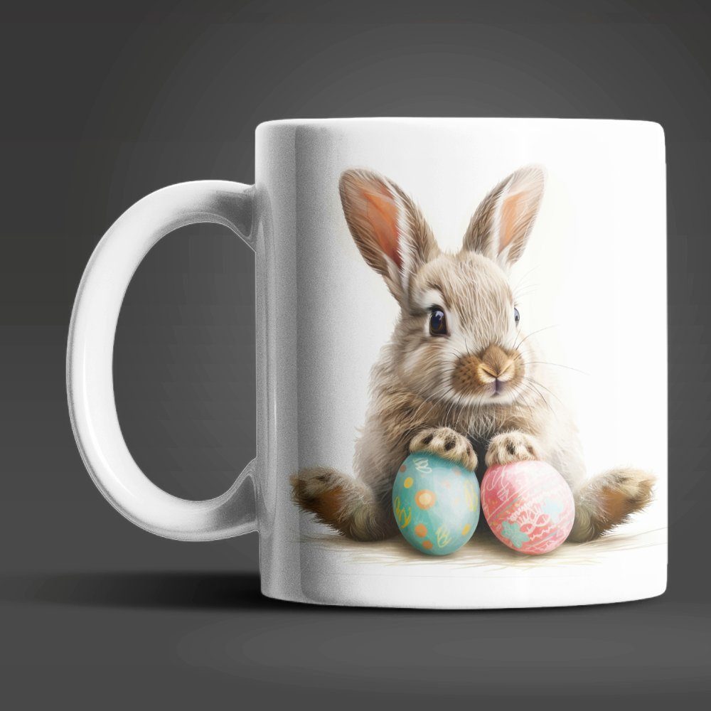 WS-Trend Tasse Osterhase Ostereier Ostern Bunny Kaffeetasse Teetasse Geschenkidee, 2-tlg., Keramik