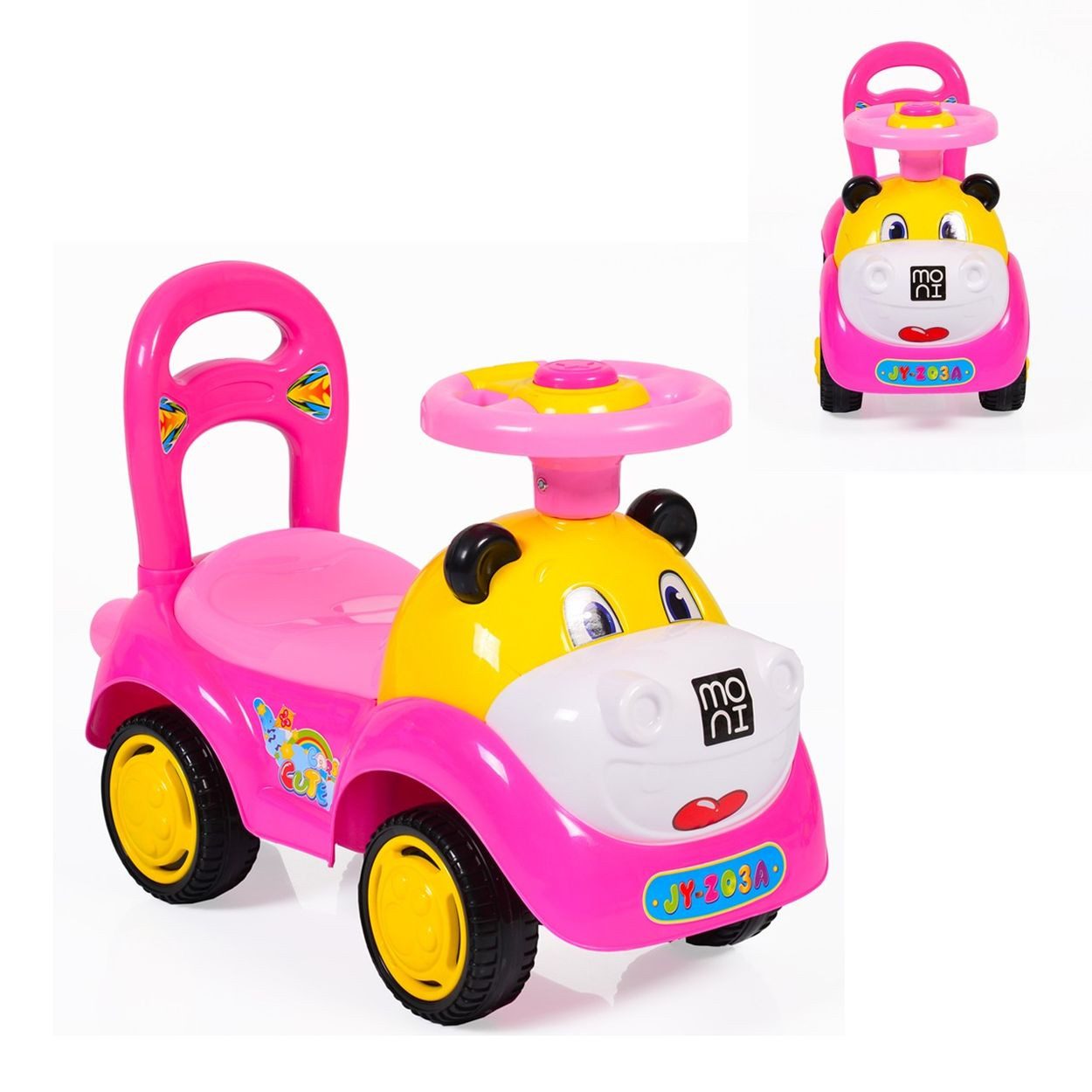 Moni Rutscher Super Car, Lustiges Design, Musikfunktion, Hupe, Rückenlehne, Laufhilfe