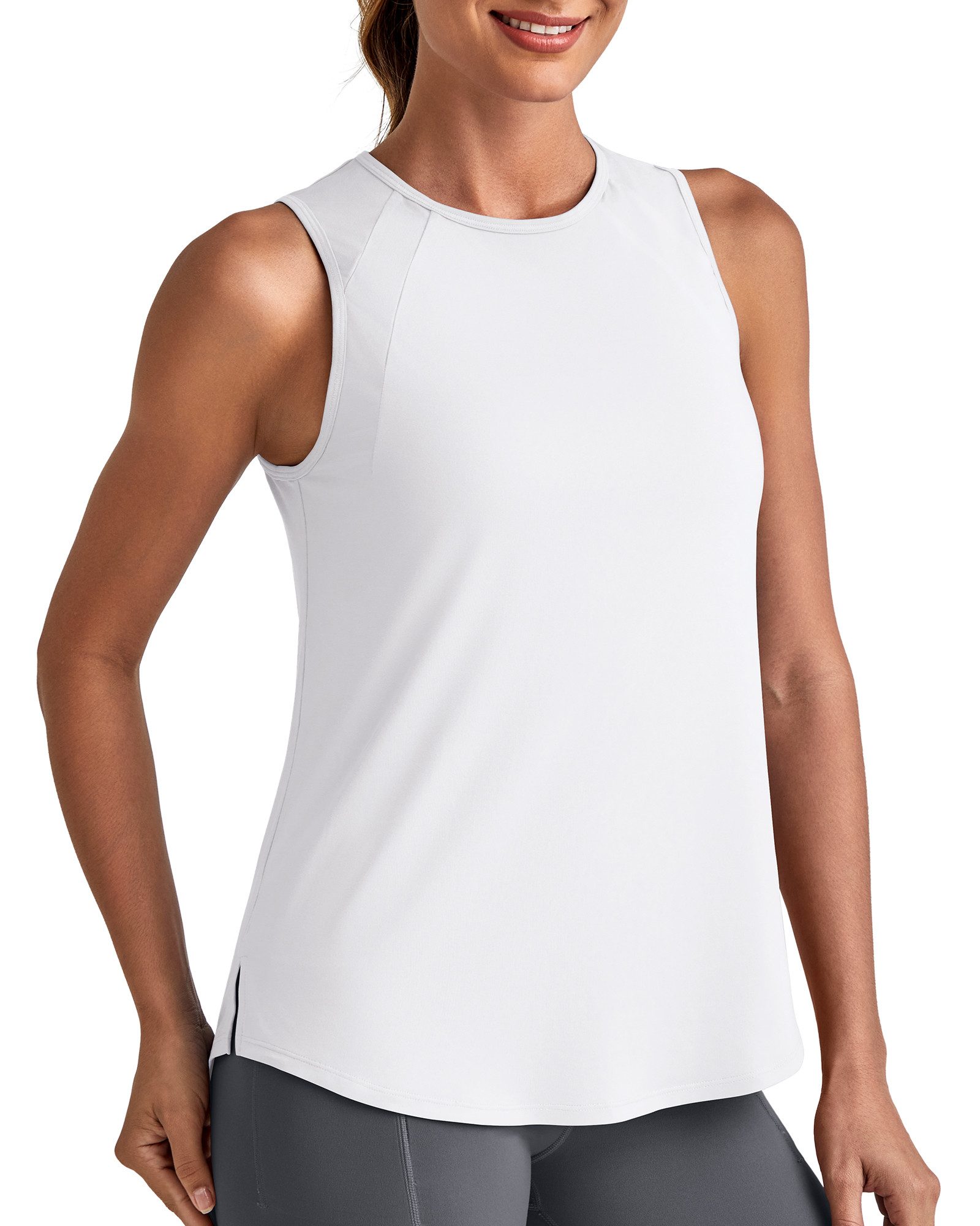 G4Free Tanktop Damen hoher Halsausschnitt, sportliche lange Tanks, ärmellos Sommer-Lauf- und Fitnessstudio-Shirts