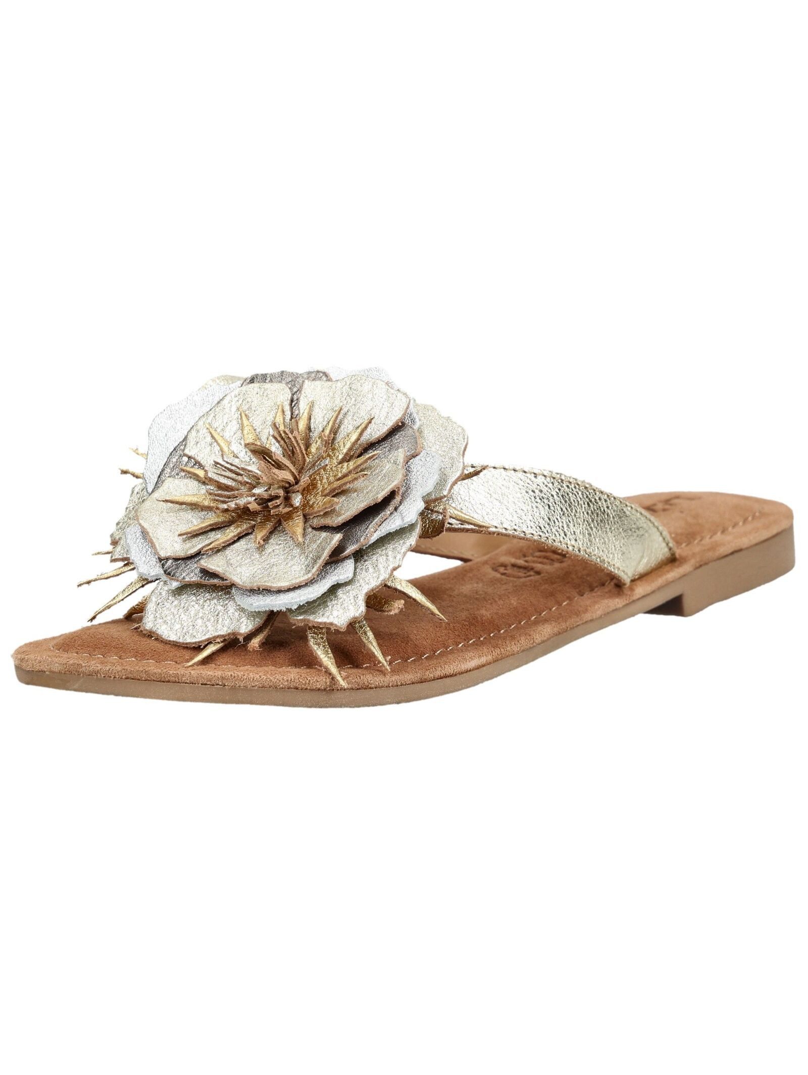 Lazamani Lazamani Pantoletten Leder/Textil Zehentrenner