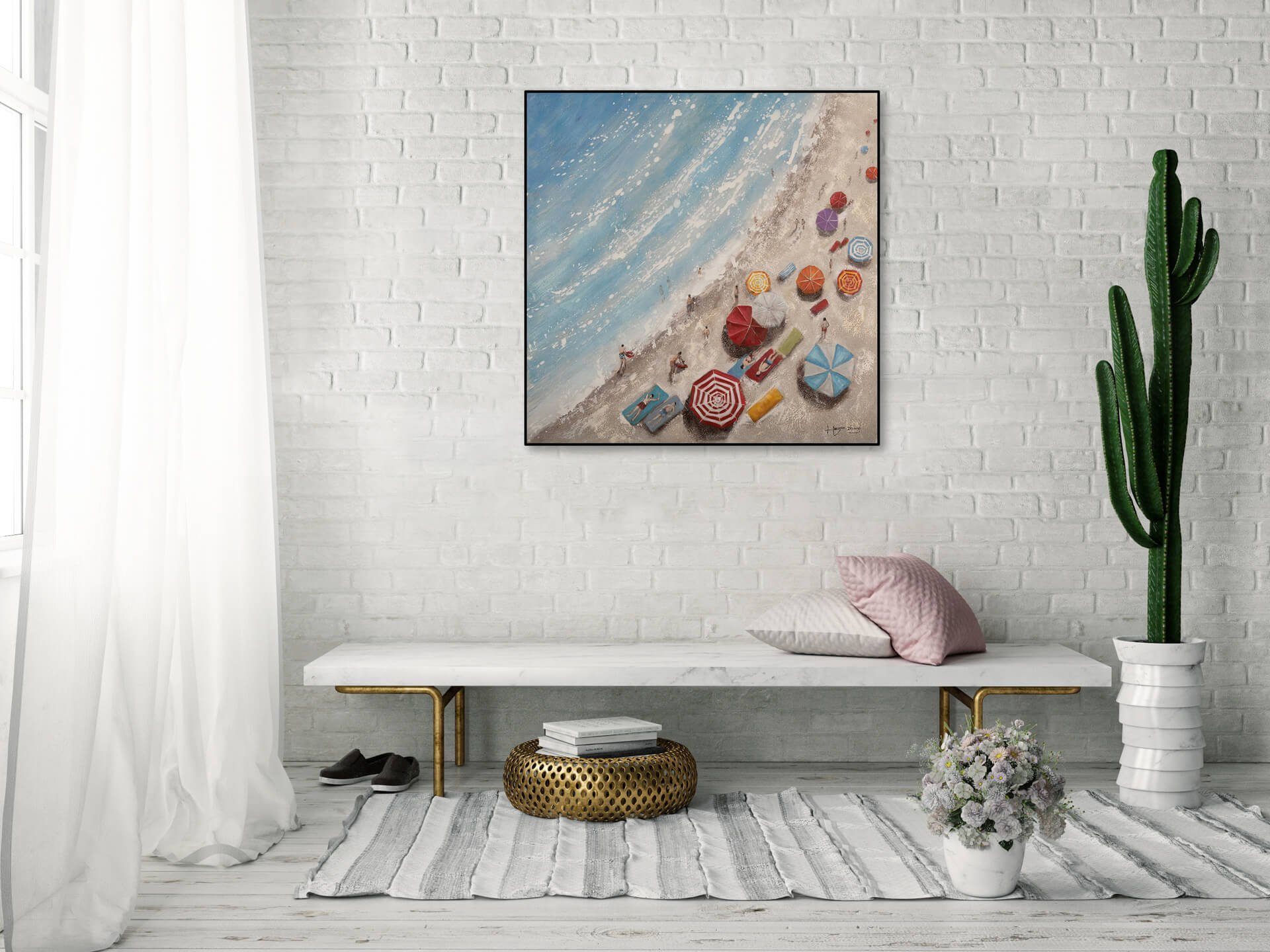 a Seagull 80x80 cm, Eye Wohnzimmer KUNSTLOFT Leinwandbild 100% Wandbild of Gemälde HANDGEMALT