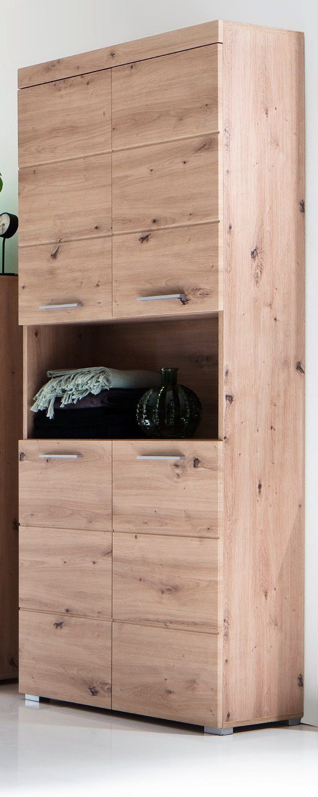 trendteam Hochschrank Amanda (Mehrzweckschrank in Ast Eiche Dekor, 4-türig, 73 x 190 cm) 9 Fächer