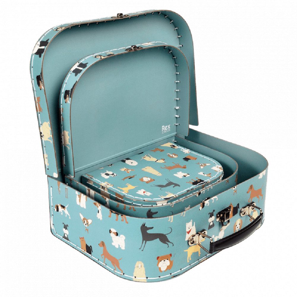 Rex London Aufbewahrungsbox Köfferchen (Deko Koffer Set, 3 St., mit Motiv), ca. 25,5 x 18 x 8 cm (große Box)