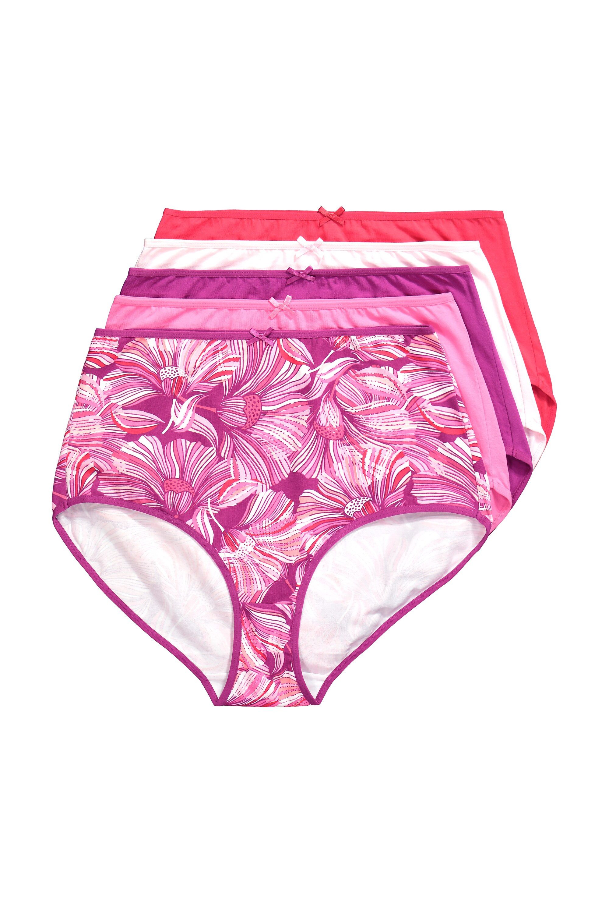 Ulla Popken Maxislip Maxislips 5er-Pack florales Muster/einfarbig