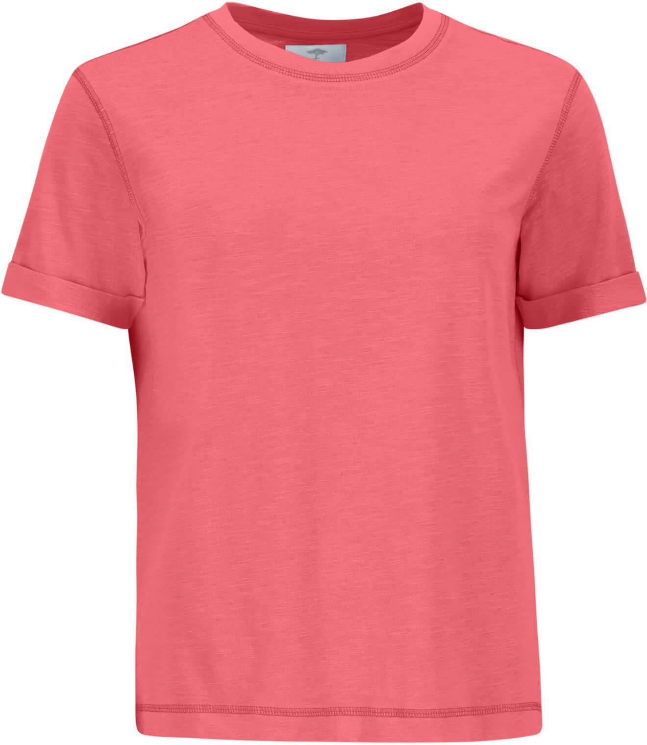 FYNCH-HATTON T-Shirt FYNCH-HATTON Basic T-Shirt Ziernähte (1-tlg) vorhanden coral