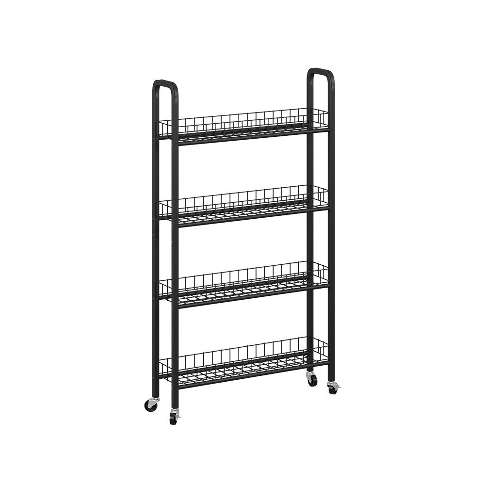 Vicco Rollcontainer Rolivo, Schwarz, 58 x 15 cm mit 4 Fächern