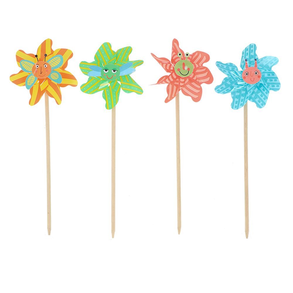 esschert design Windspiel, Windrad Insekten 46,5 cm mit Birkenholzstiel, Ø14,5 x 9 cm