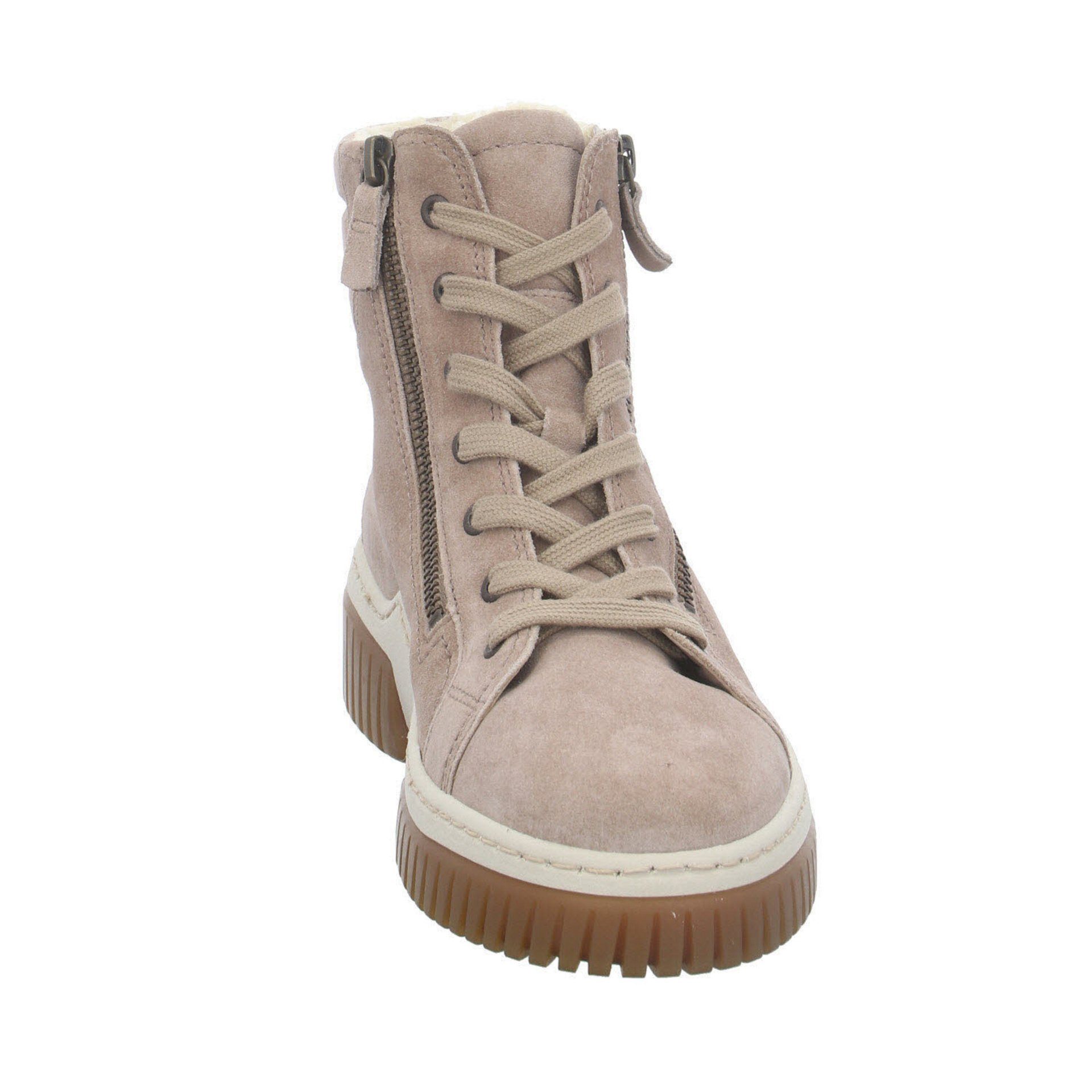 Beige Stiefeletten Schnürstiefelette Veloursleder Gabor Schnürboots Damen Schuhe (desert)