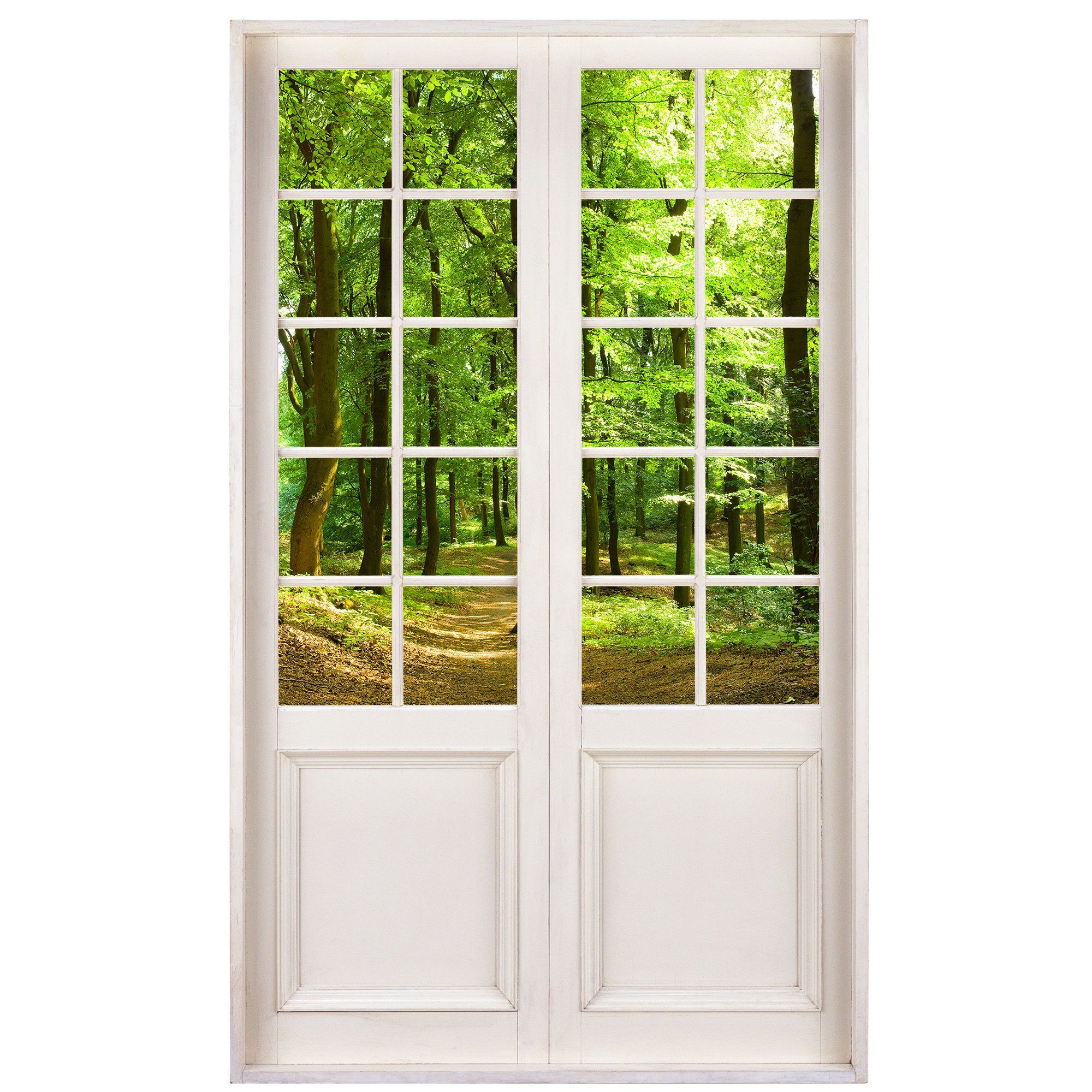 WallSpirit Wandsticker Terrassentür mit Ausblick" 120 x 200 cm - Wandtattoo (Einzelaufkleber, Montagefertig), Selbstklebend, hohe Klebkraft, rückstandslos abziehbar