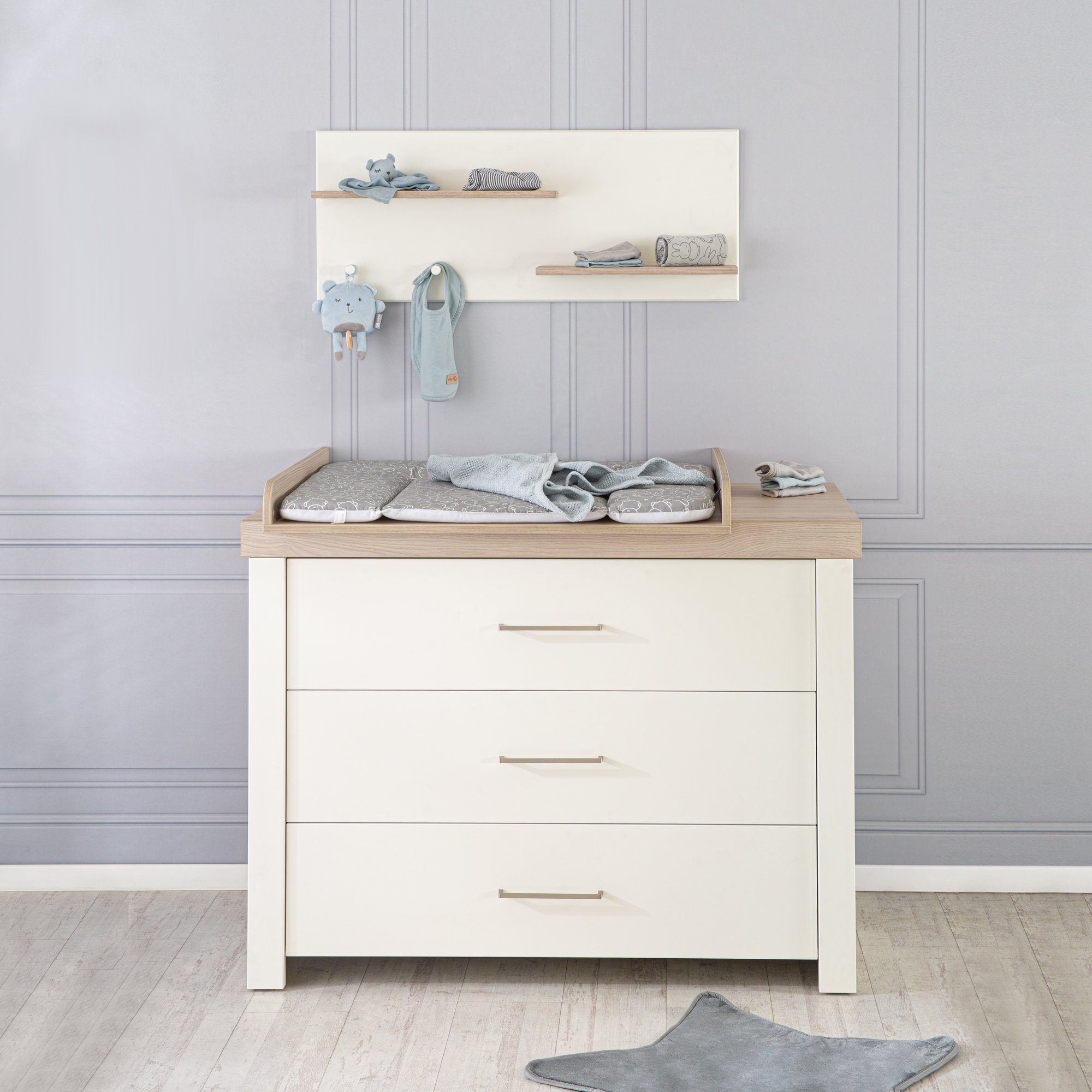 roba® Babyzimmer-Komplettset Lucy, Gitterbett, Wickelkommode & Schrank