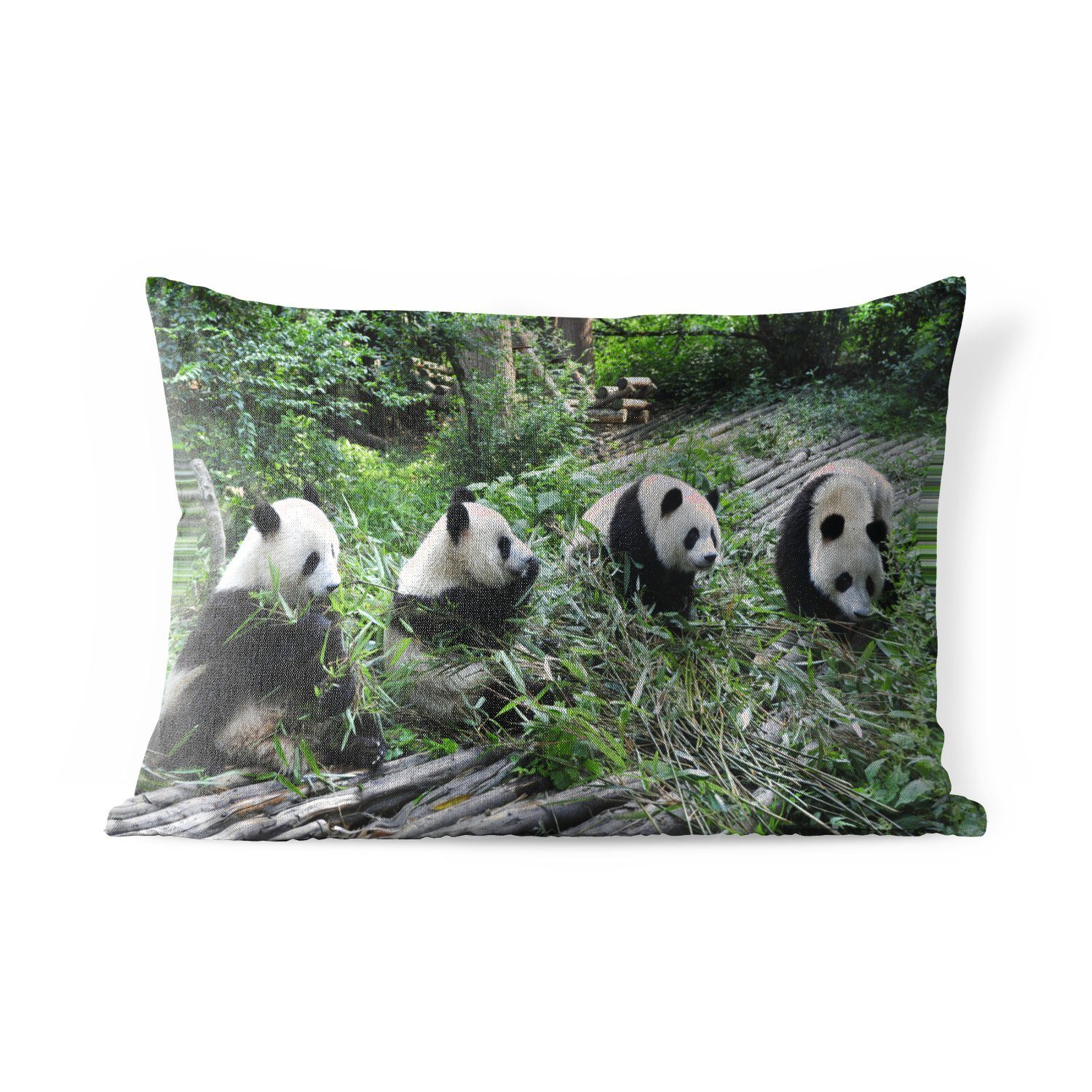 MuchoWow Dekokissen Panda - Natur - Bambus, Outdoor-Dekorationskissen, Polyester, Dekokissenbezug, Kissenhülle
