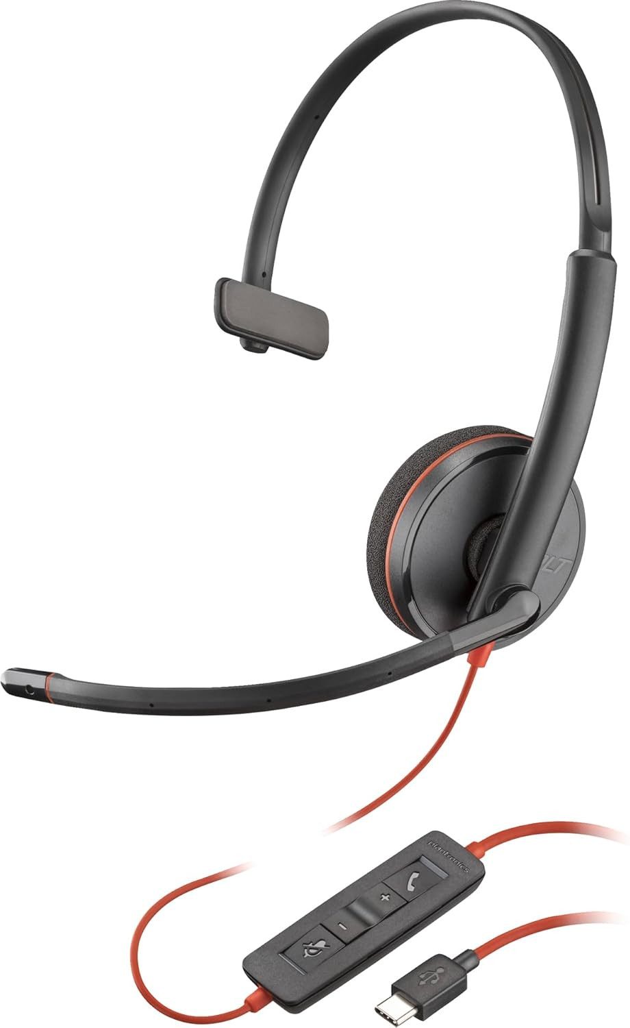 Polycom Poly Blackwire 3210 USB-C Mono Headset mit USB-A Adapter PC-Headset