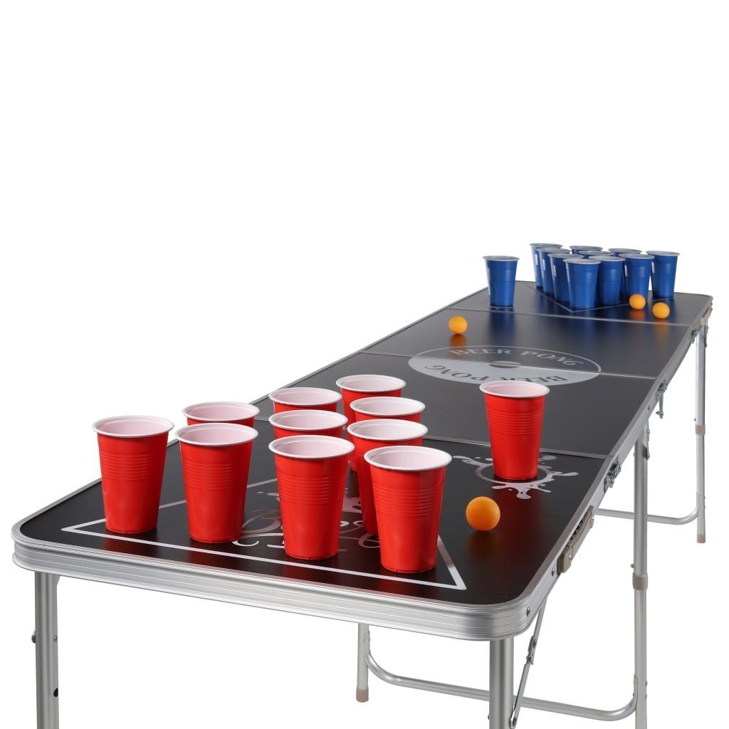 Schwarz Höhenverstellbar Beer-Pong-Klapptisch Bartisch HI