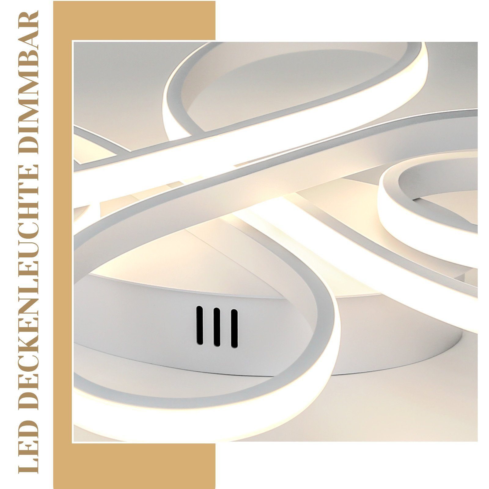 Nettlife LED Deckenleuchte Modern Schwarz Dimmbar Wohnzimmer 65W 40/66/80/100CM deckenlampe, Dimmbar mit Fernbedienung, LED fest integriert, Warmweiß, Neutralweiß, Kaltweiß, Schlafzimmer, Wohnzimmer, Büro, Arbeitszimmer, Küche