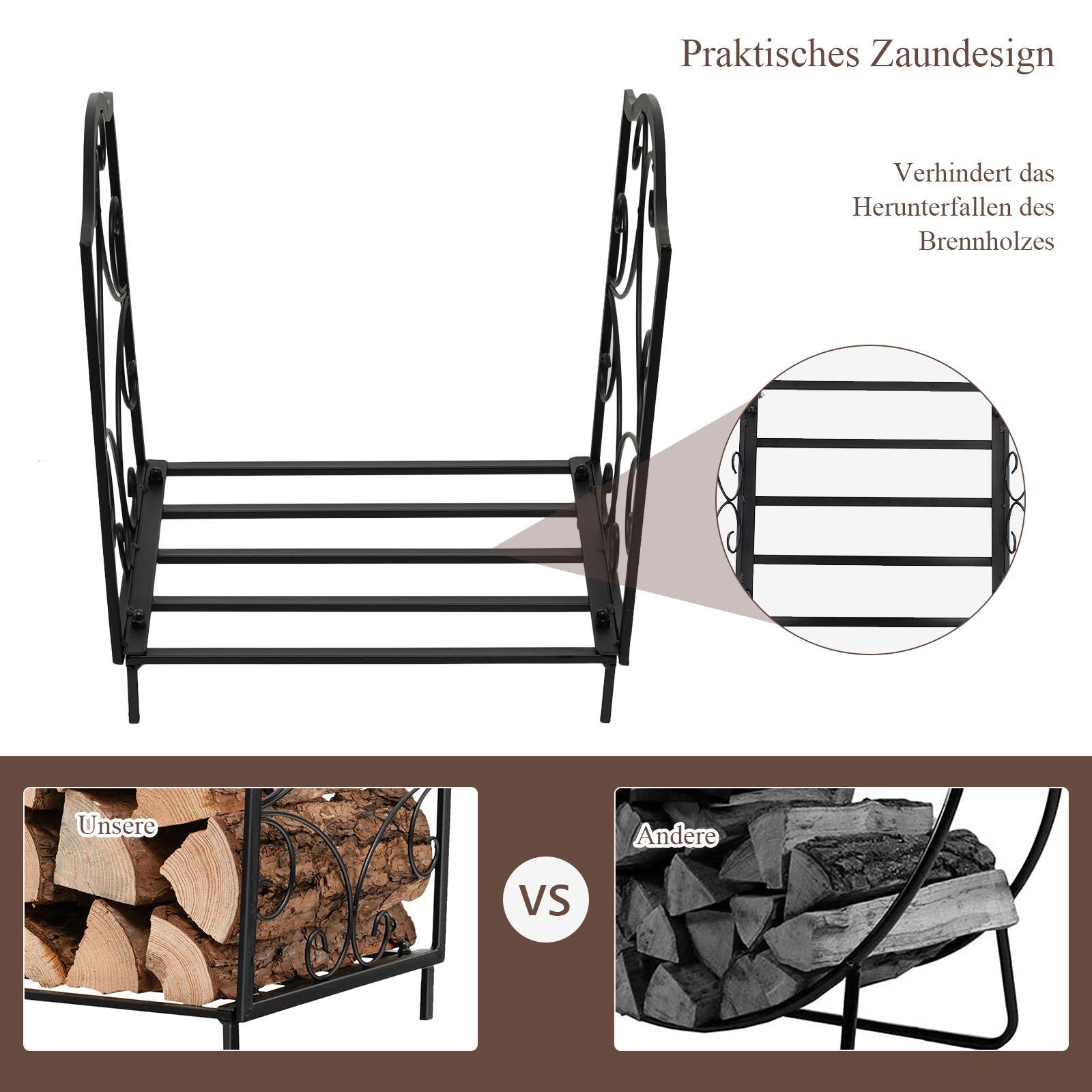 COSTWAY Kaminholzregal Metall, bis 60kg günstig online kaufen