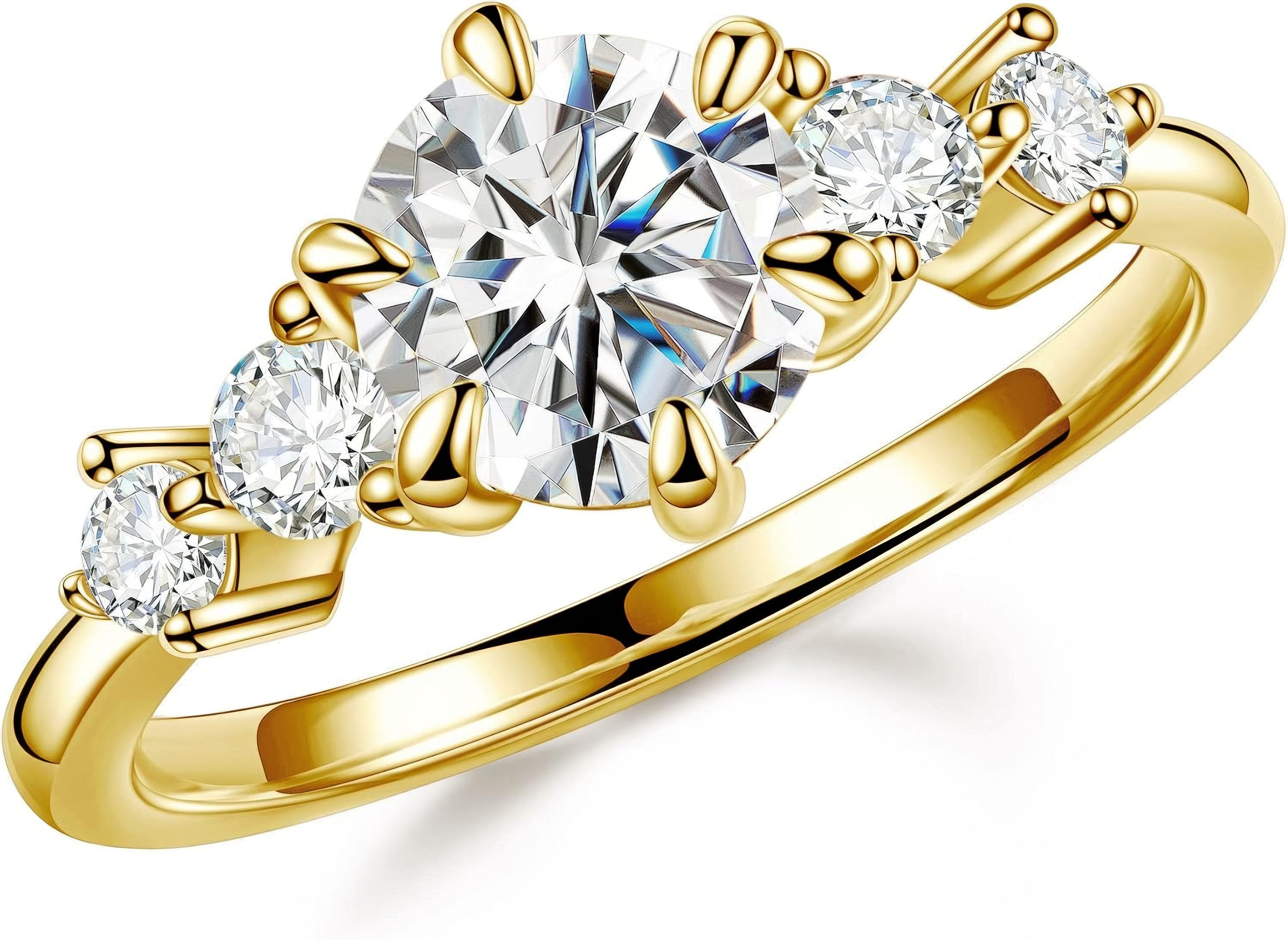Diamantring Damenring, 585 reines Gold Ring, 1.2CT Labor kultivierte Diamanten