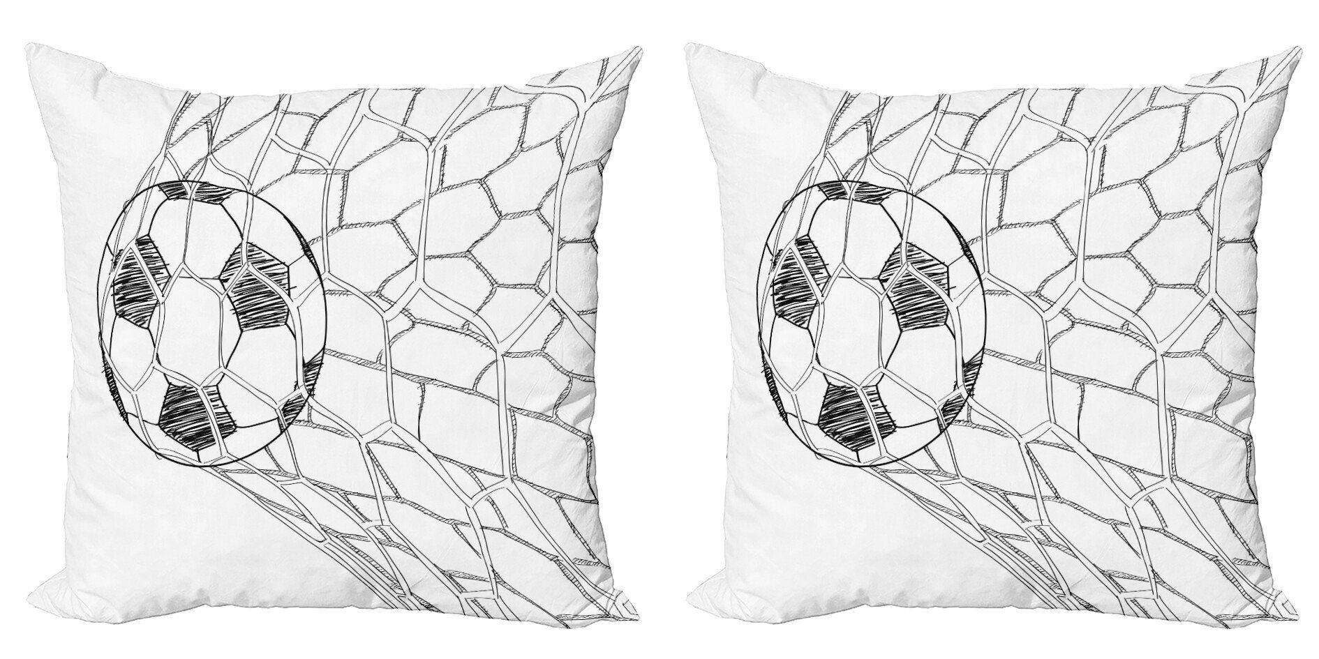Abakuhaus Подушкиbezüge Modern Accent Doppelseitiger Digitaldruck, (2 Stück), Schwarz-Weiss Fußball im Netz