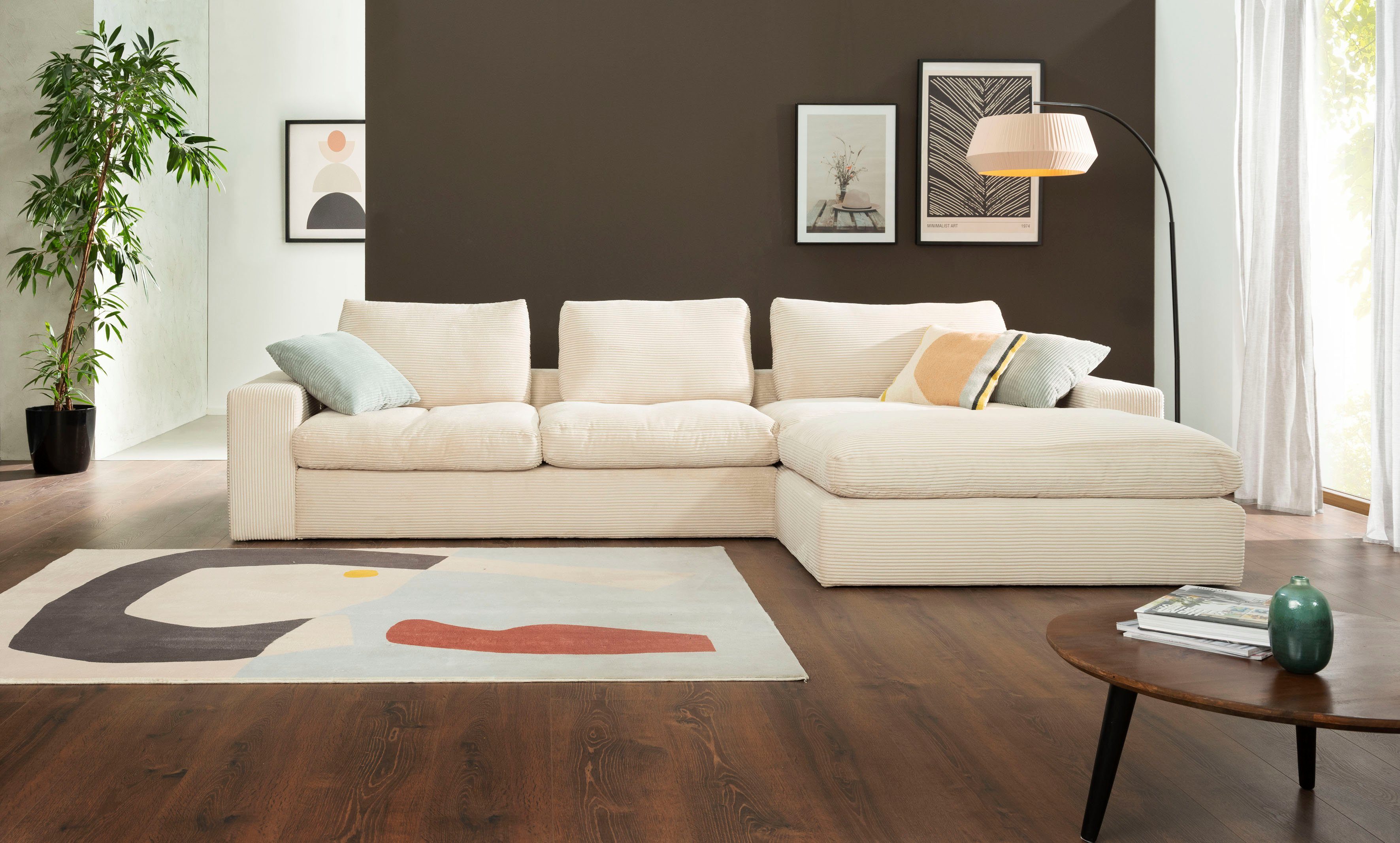 alina Ecksofa Sandy, mit Recamiere, in modernem Cordstoff