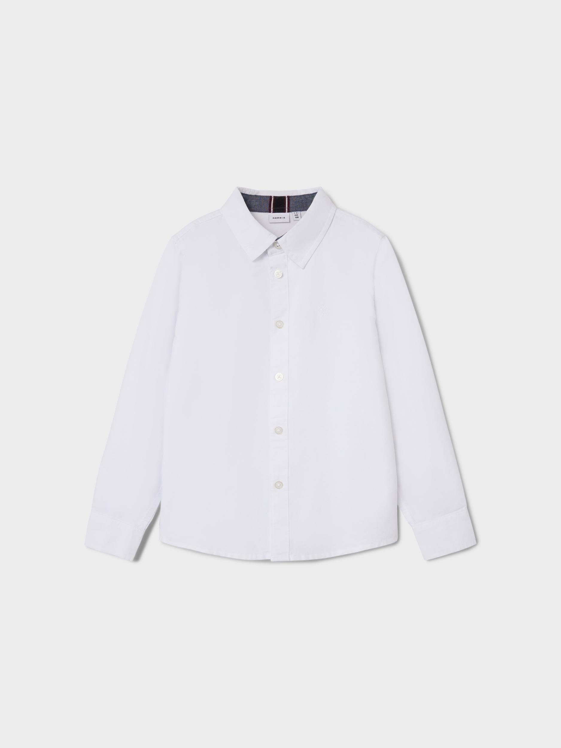 Name It Langarmhemd NKMNEWSA für Jungen mit Knopfleiste und Baumwollkomfort unifarben, casual, regular fit, Baumwolle, Hemdkragen