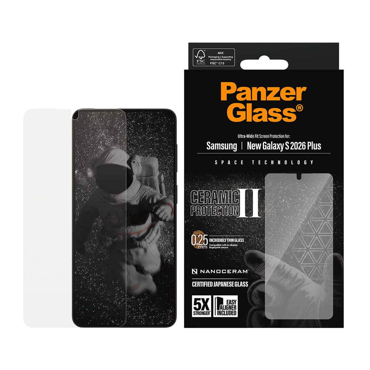 CARE by PanzerGlass Displayschutzglas Ultra-Wide Fit Screen Protector für Samsung Galaxy S26+, Displayschutzfolie, Schutzfolie, Bildschirmschutz, kratz- & stoßfest