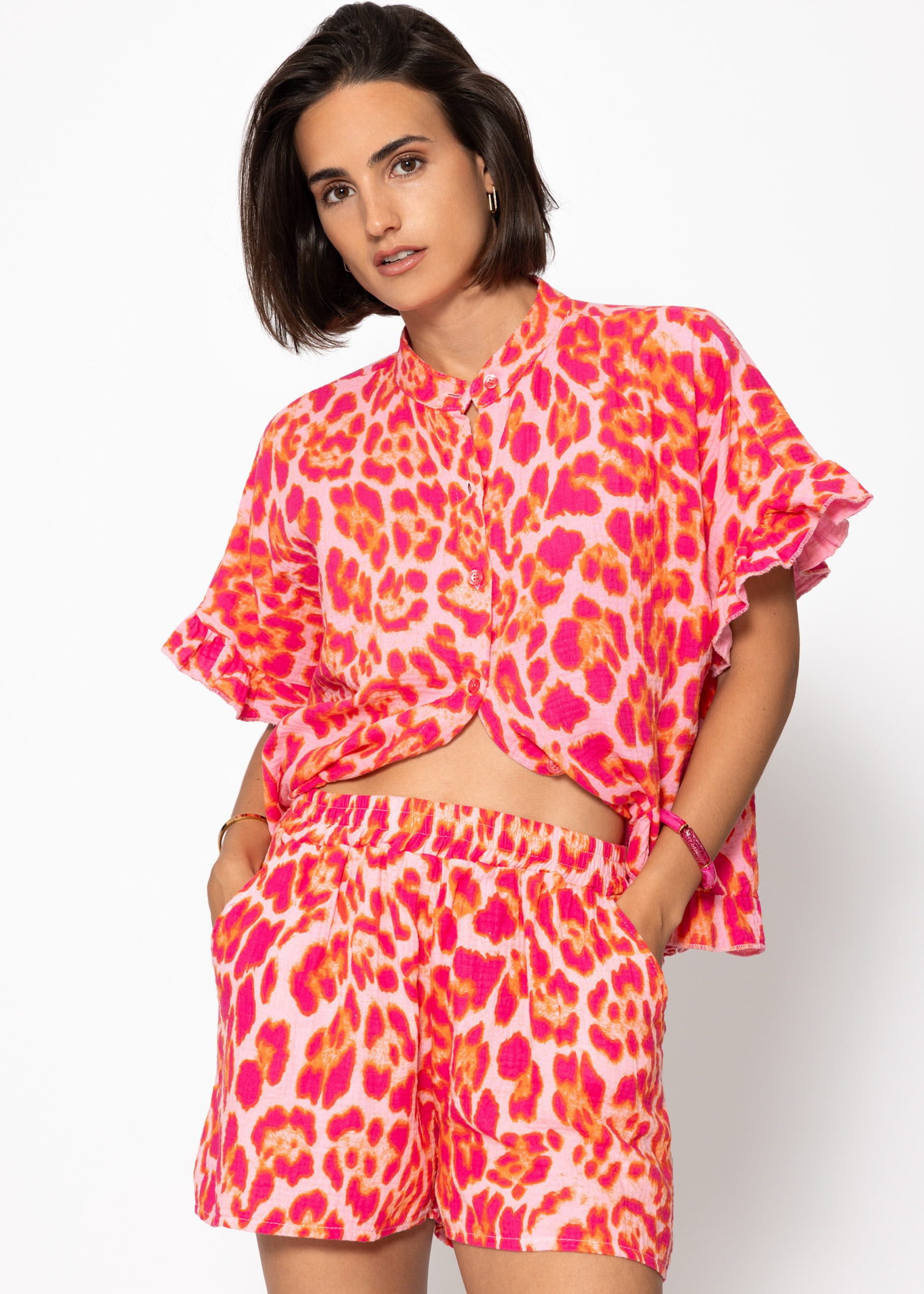 SASSYCLASSY Kurzarmbluse Oversize Musselin Hemdbluse Damen günstig online kaufen