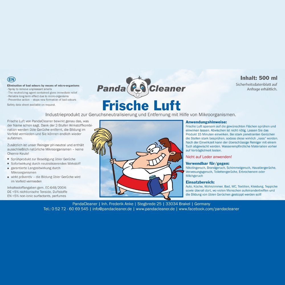 PandaCleaner Geruchsentferner Geruchsneutralisierer - Luftverbesserer - Frische Luft (1-St), 500ml