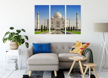 Pixxprint Leinwandbild Gewaltiger Taj Mahal, Gewaltiger Taj Mahal 3Teiler (120x80cm) (1 St), Leinwandbild fertig bespannt, inkl. Zackenaufhänger