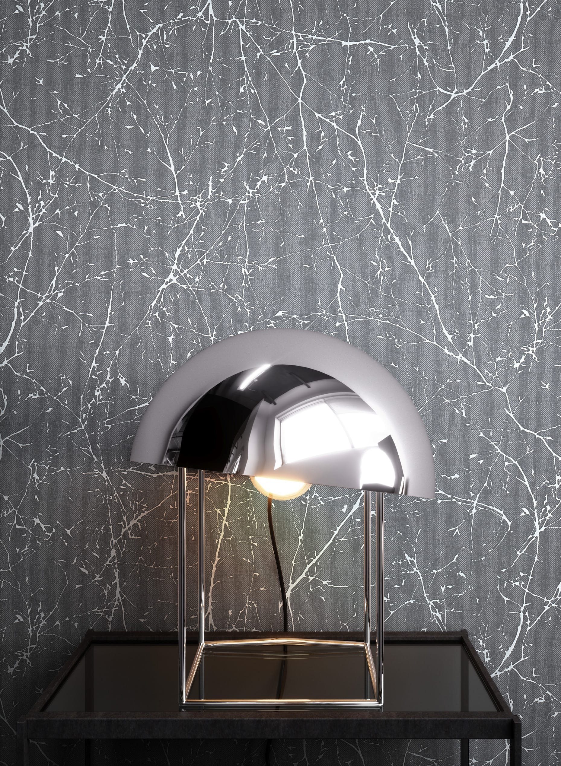 Newroom Vliestapete, Anthrazit Tapete Floral Äste - Ästetapete Blumentapete günstig online kaufen