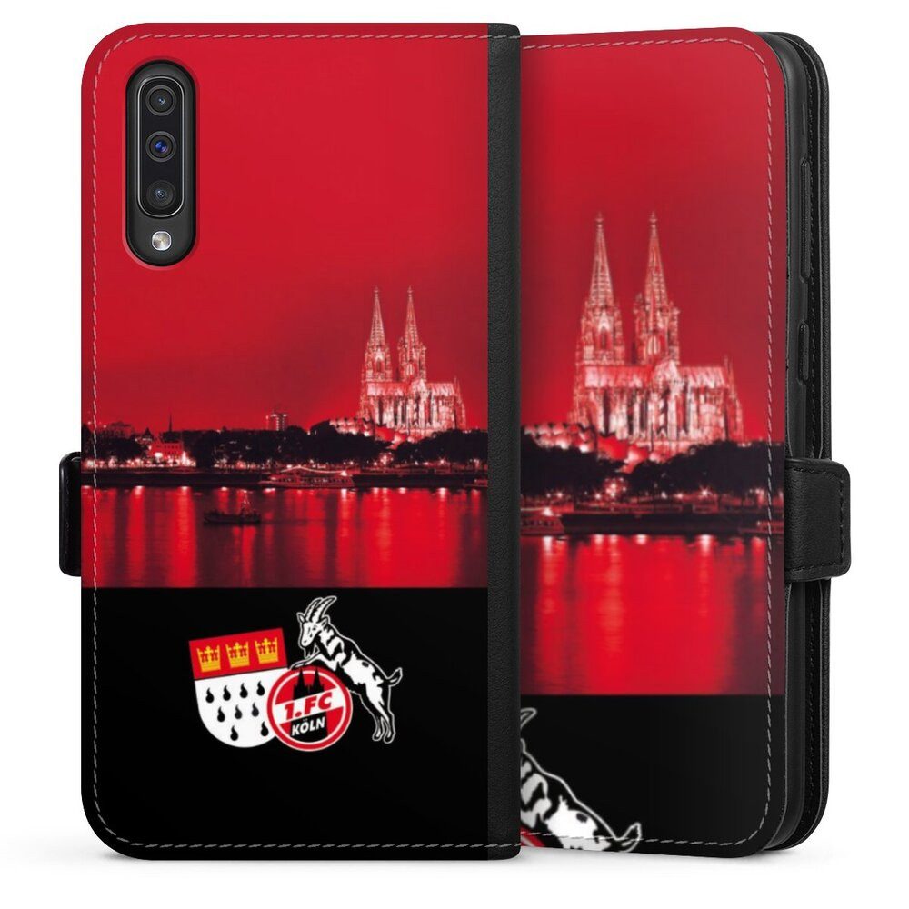 DeinDesign Handyhülle Skyline 1. FC Köln Offizielles Lizenzprodukt Skyline Köln Rot, Samsung Galaxy A30s Hülle Handy Flip Case Wallet Cover
