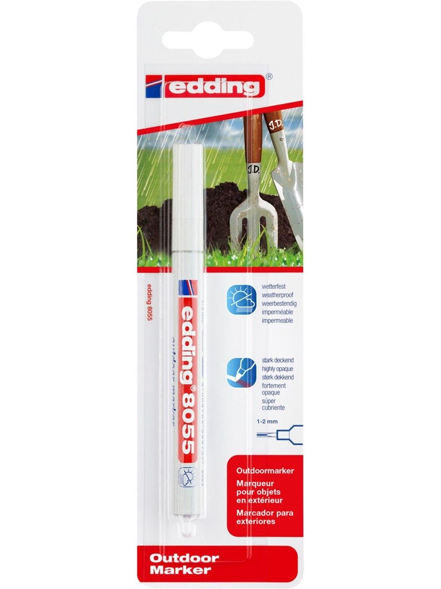 edding Marker Lackmarker 8055 für Outdoor mit Rundspitze weiß, geruchsarm wasserfest hitzebeständig bis 400 Grad