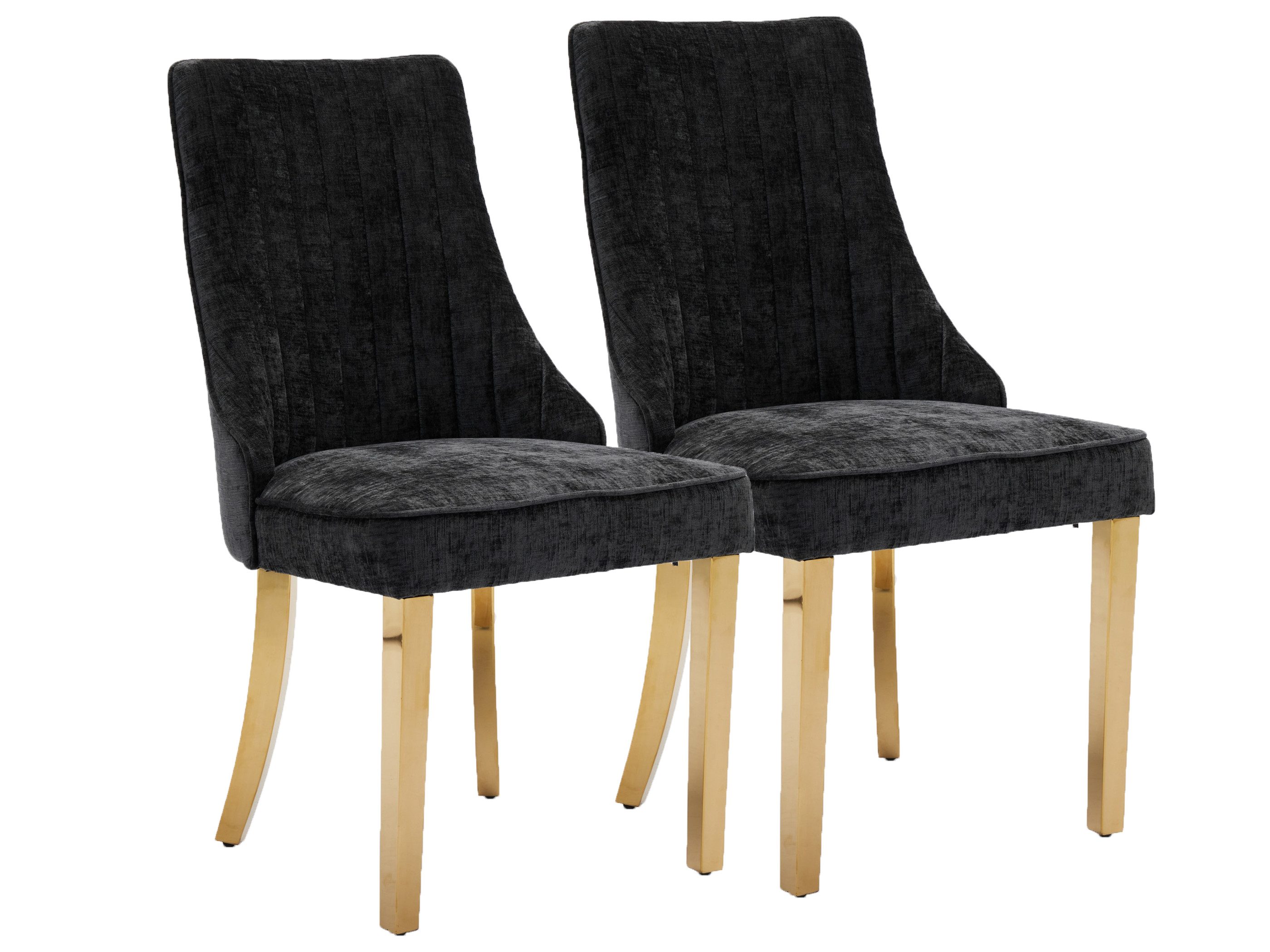 SeedWave Esszimmerstuhl Chenille 2er-Set Küchenstuhl, Hohe Rückenlehne & Verstellbaren Fußpads, Polsterstuhl mit Edelstahlfüßen, geschwungener Rücklehne