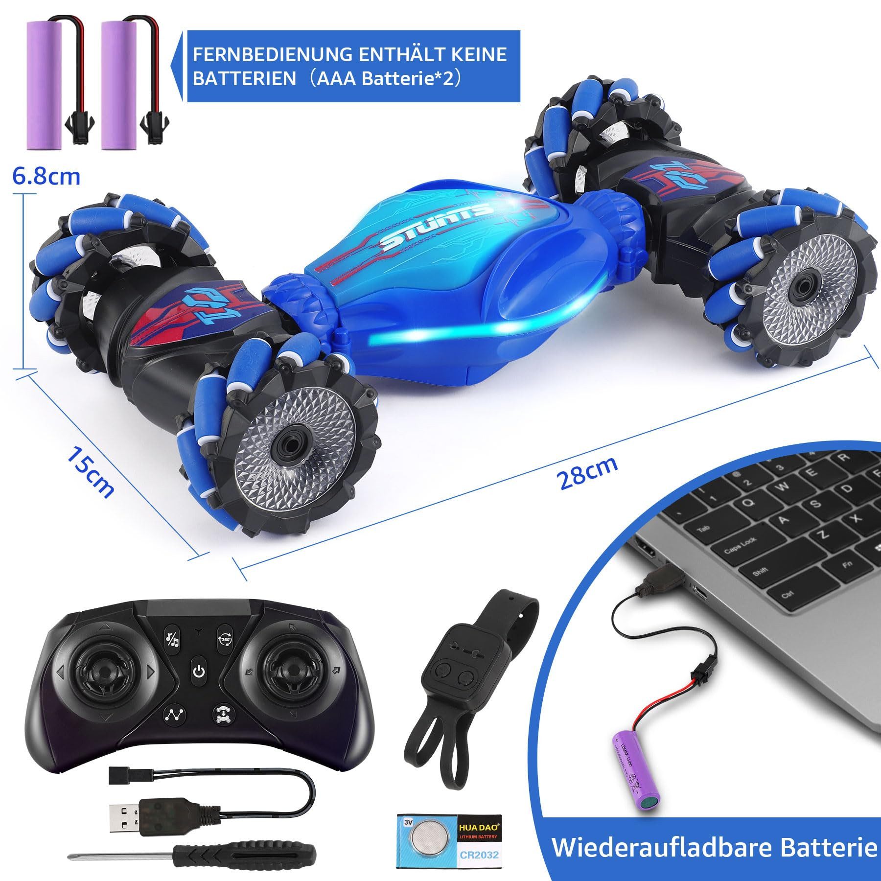 POPOLIC Spielzeug-Auto RC Stunt Auto mit Licht & Sound, 360° Drehung, für K günstig online kaufen