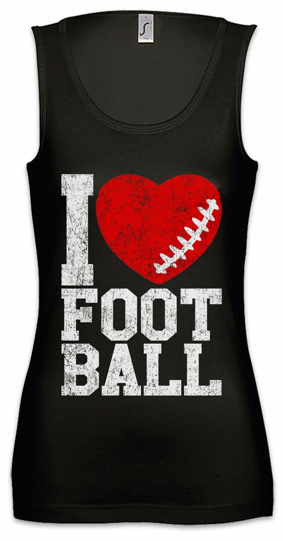 Urban Backwoods Tanktop I Love Football III Ärmelloses Damen T-Shirt American US USA Hearts Love Addicted Addiction Ball
