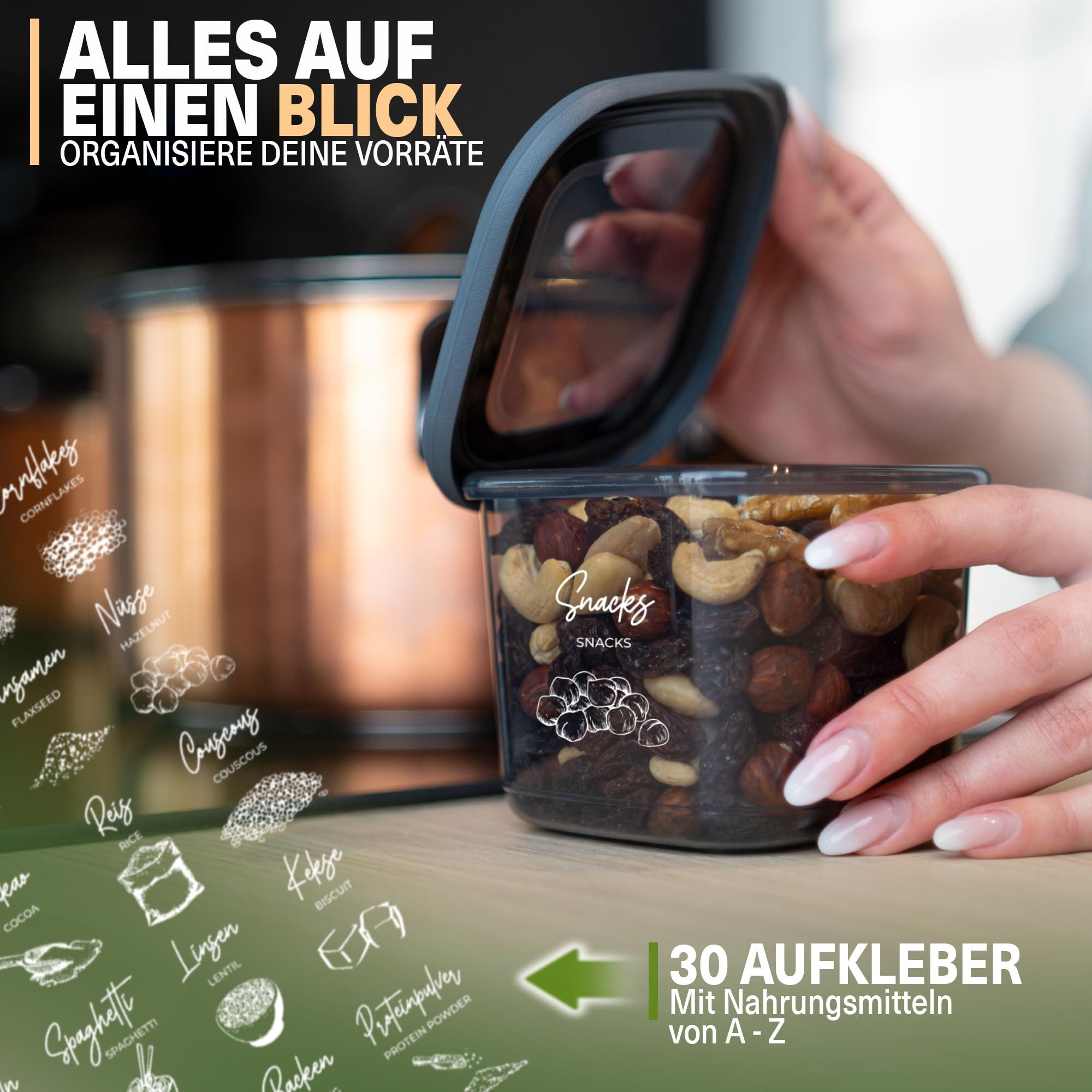 Viwares Vorratsdose Set Mix Anthrazit SERIE FOLY 12er, Polypropylen, (Set, 12-tlg., 12er), BPA Frei,Stapelbar – Bild 5 von 5