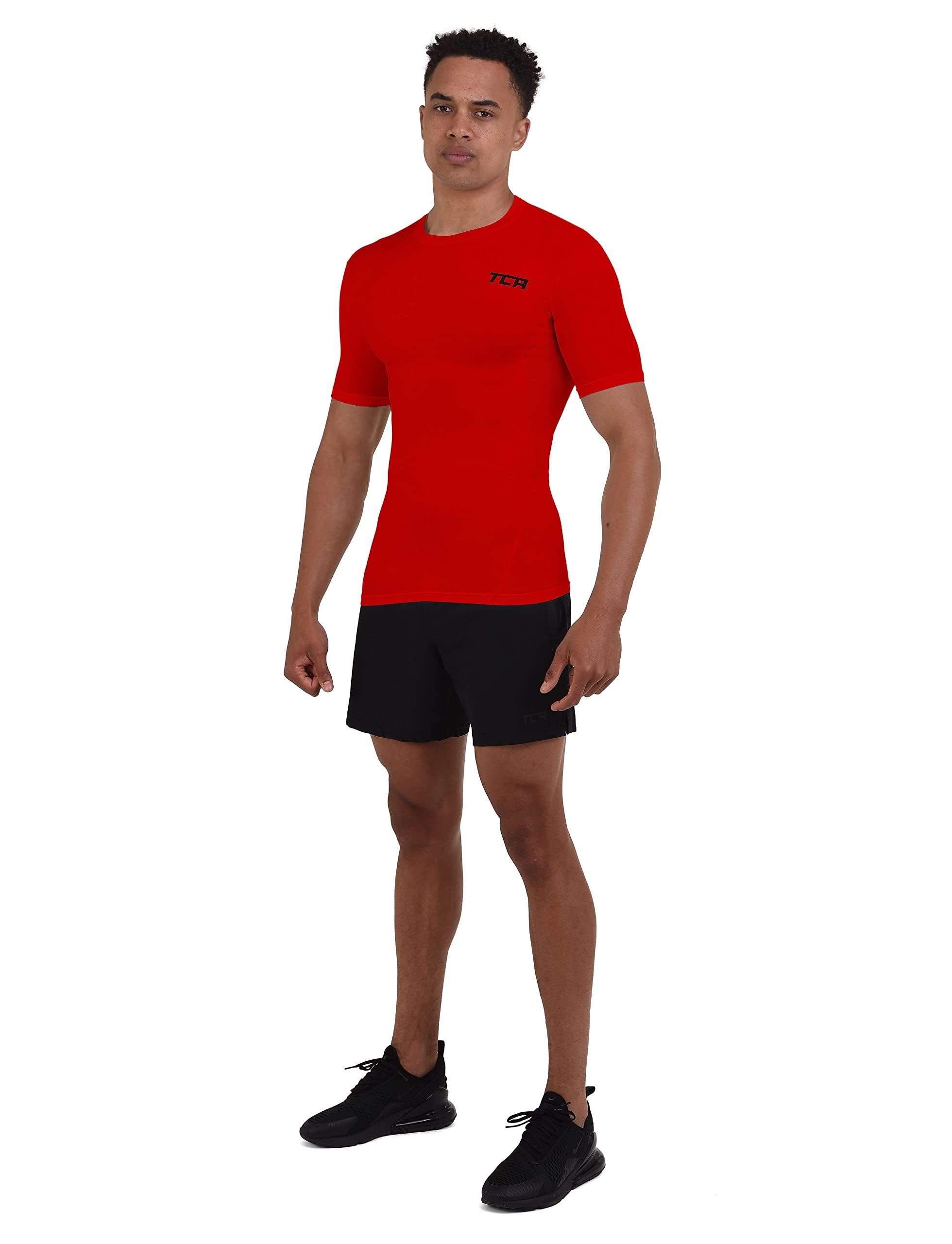 TCA - HyperFusion Sportshirt, elastisch kurzärmlig, Herren Funktionsunterhemd TCA Rot