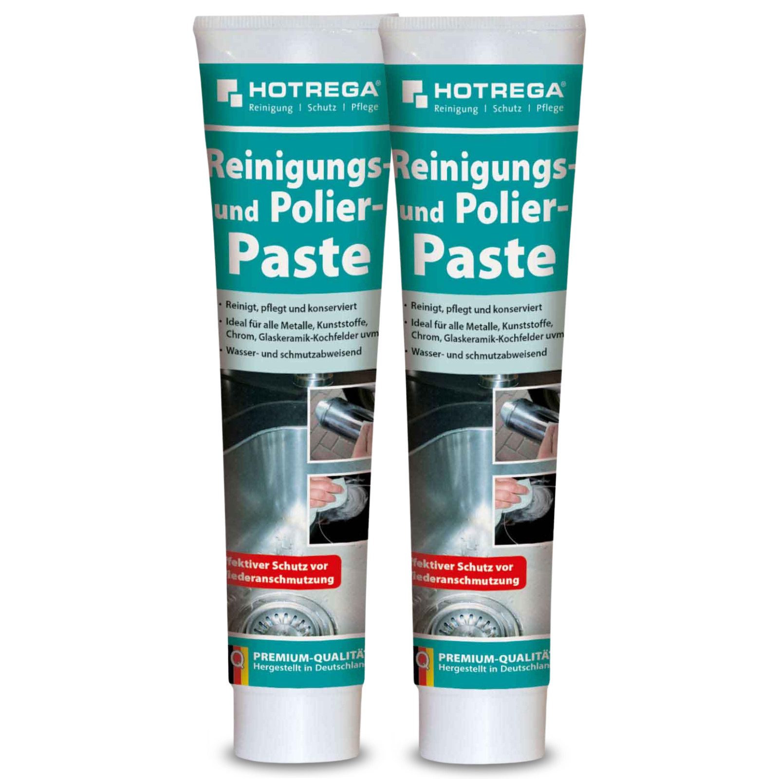 HOTREGA® Reinigungs & Polierpaste Glaskeramik Kochfeld Herdplatte 2x 125ml Tube Küchenreiniger