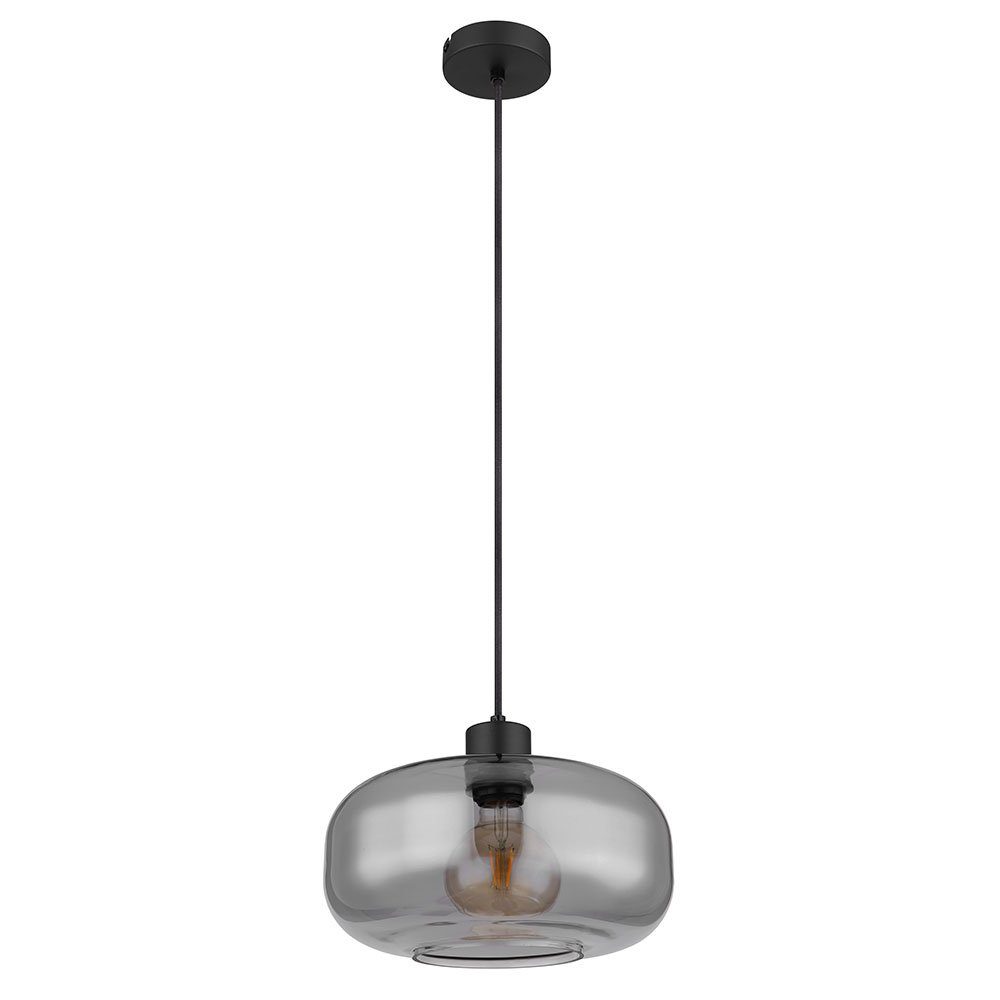 GLOBO LIGHTING Pendelleuchte, Leuchtmittel nicht inklusive, Pendelleuchte Rauchglas Esstischlampe schwarz Hängeleuchte