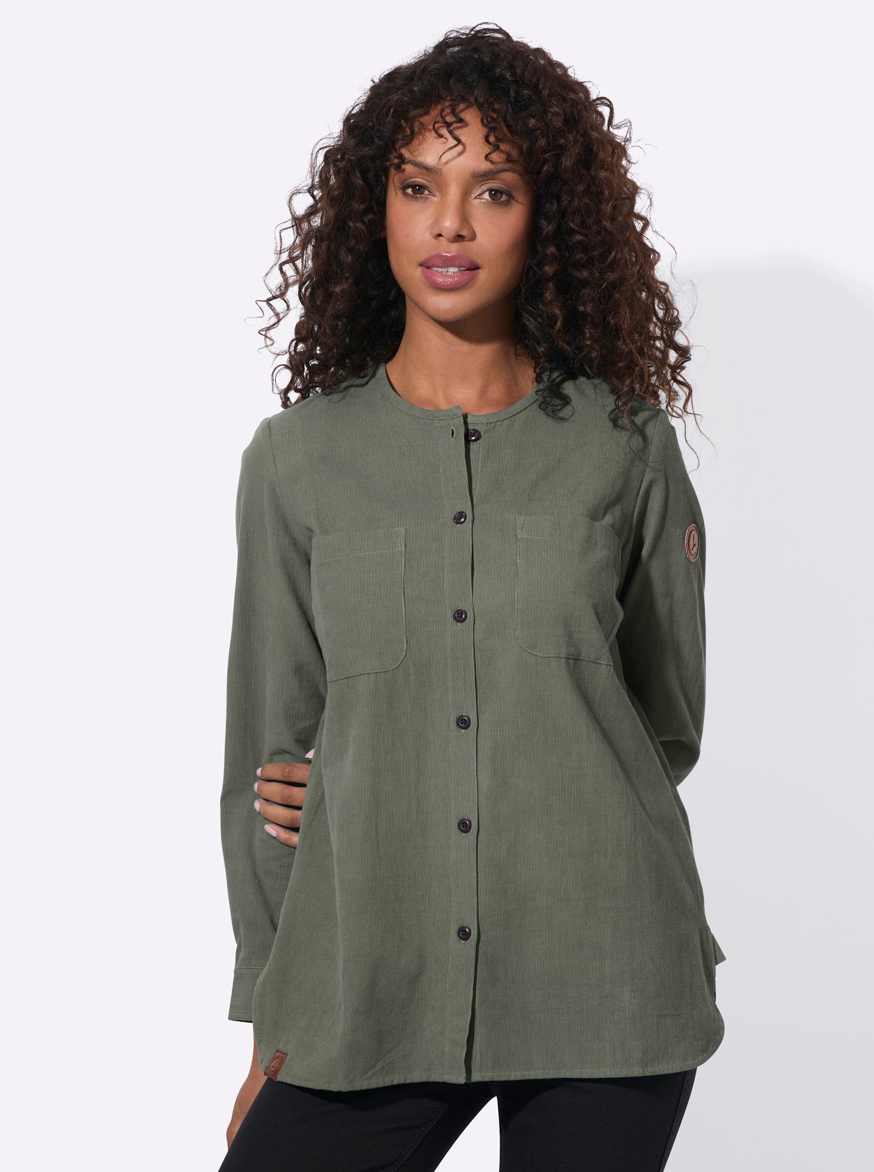 Witt Klassische Bluse Cord-Bluse Langarm