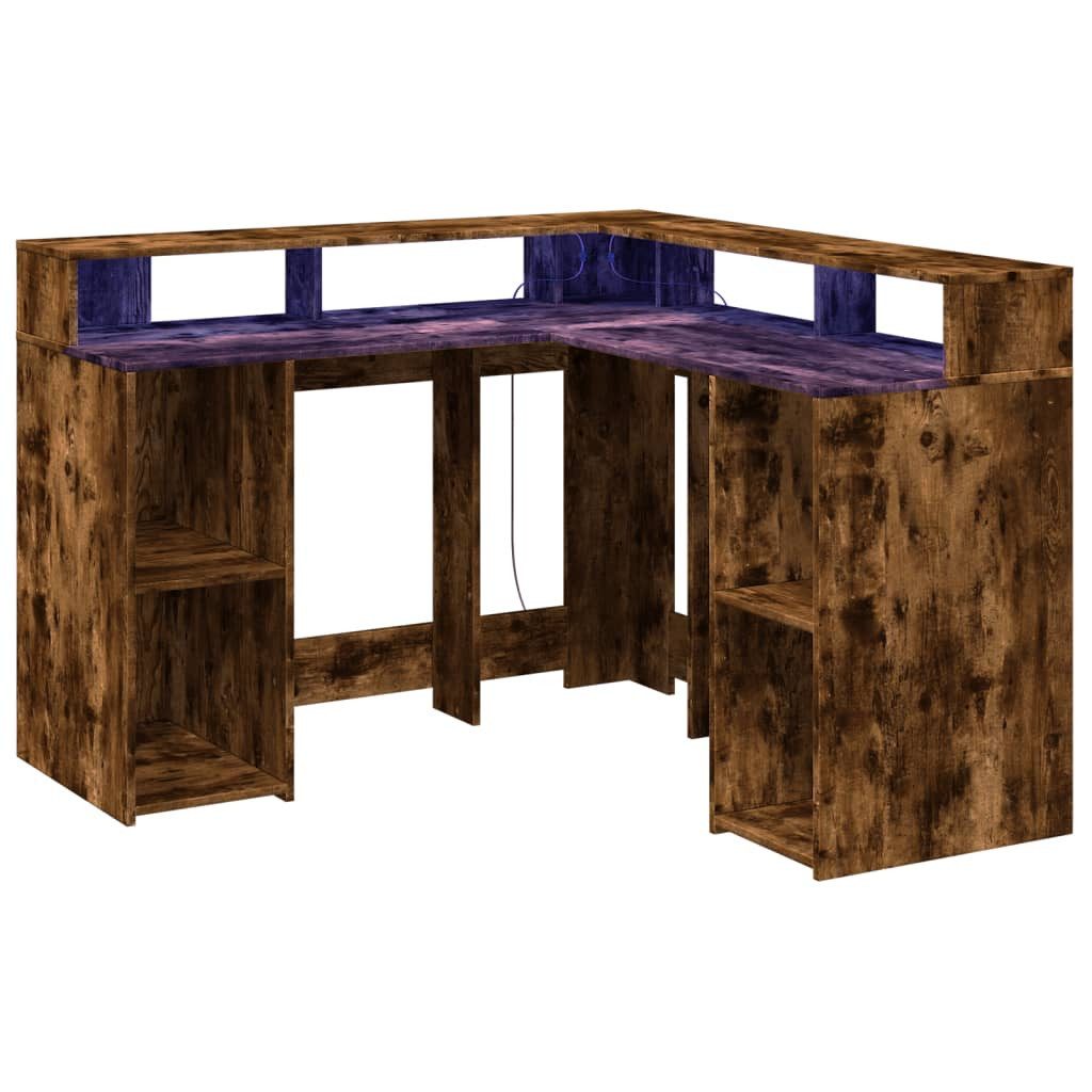 vidaXL Schreibtisch LED-Schreibtisch Räuchereiche 130x130x91 cm günstig online kaufen