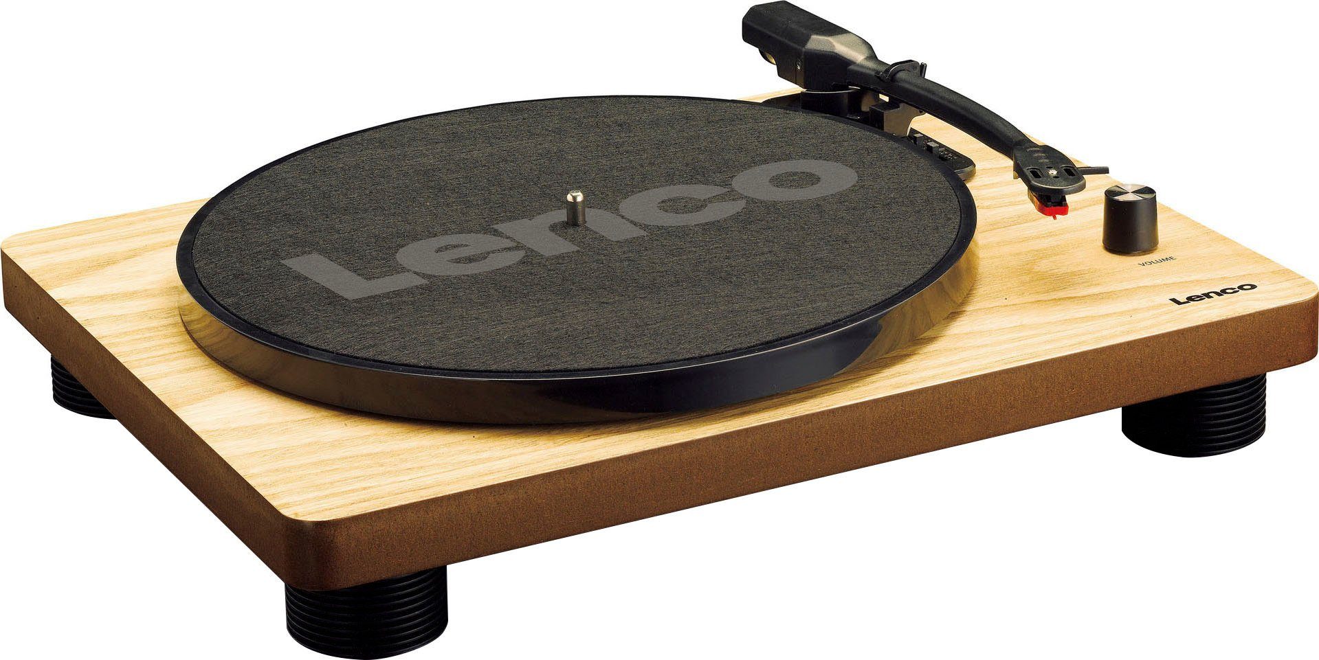 Lenco LS-50WD Plattenspieler mit int. Lautsprechern Plattenspieler ( Riemenantrieb), Einfach zu verwenden, dank der 2 eingebauten Lautsprecher  und Verstärker