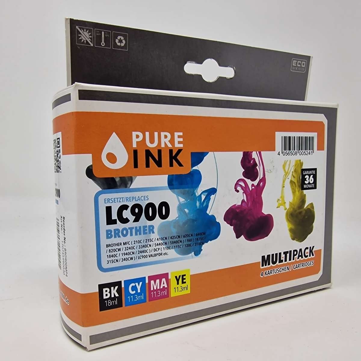 Pure Ink 4er Multipack ersetzen Brother Patronen LC-900 Tintenpatrone