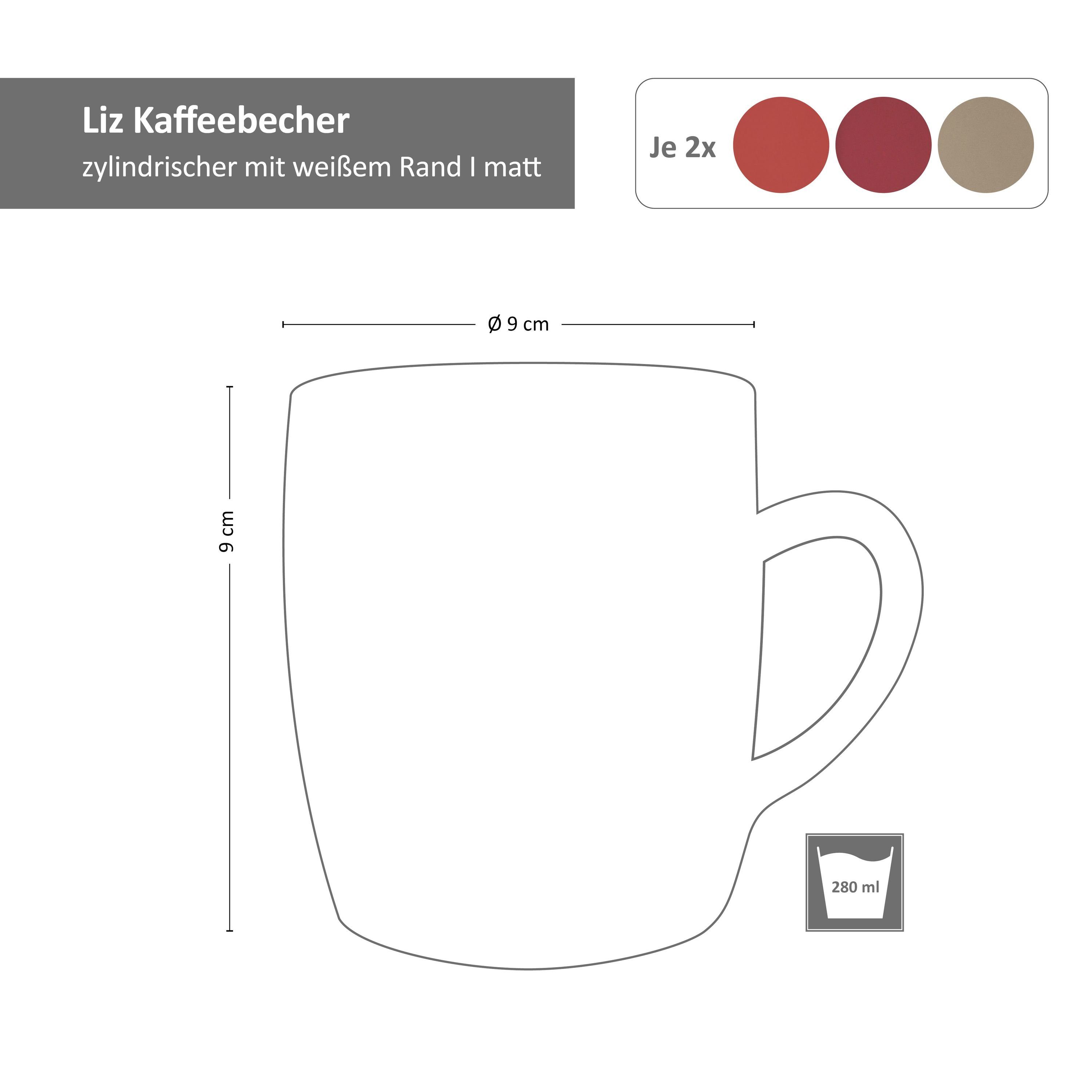 6er van Becher Well Liz Set Kaffeebecher